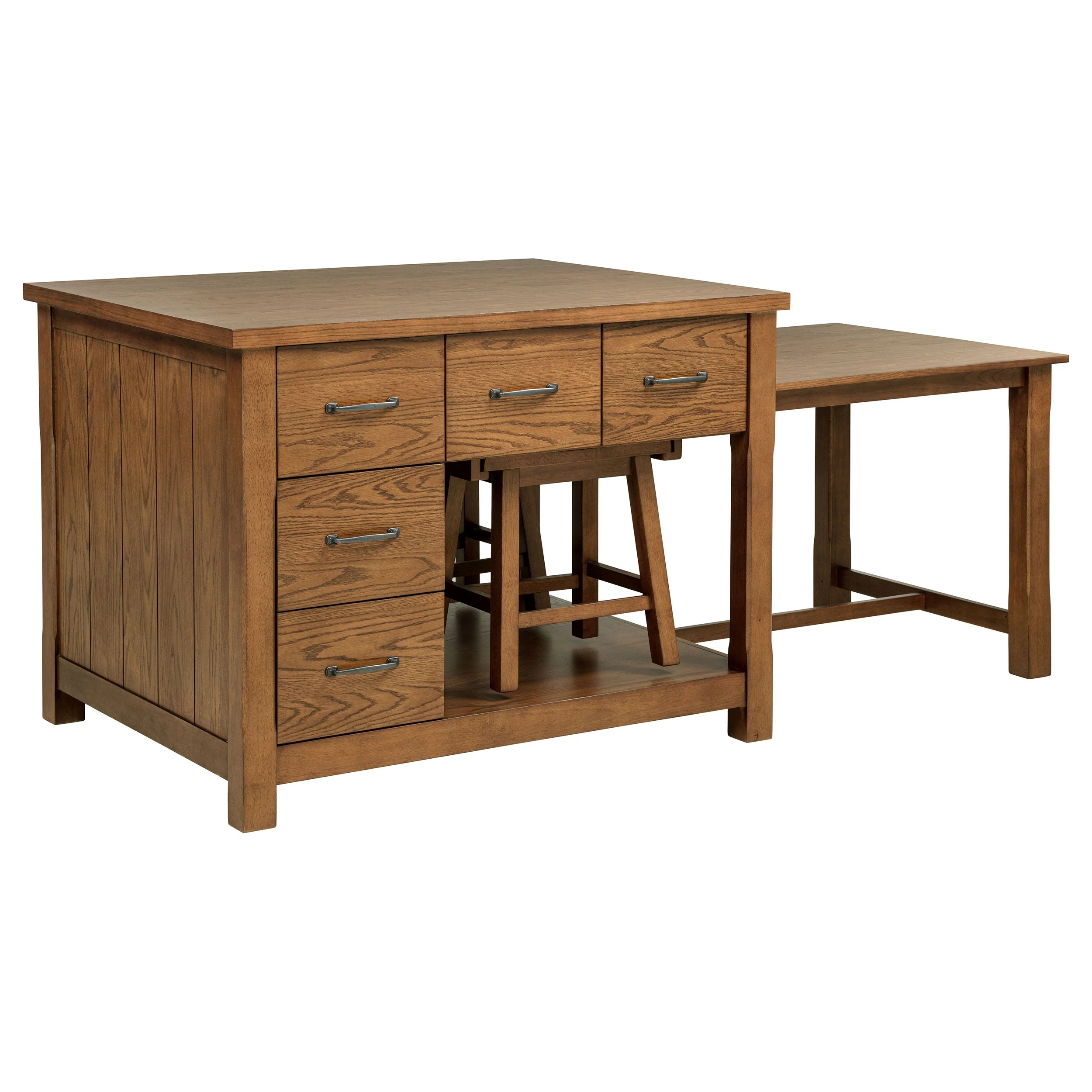 Mayfair Dark Oak 3-piece Kitchen Island with Extension Table - Image 3