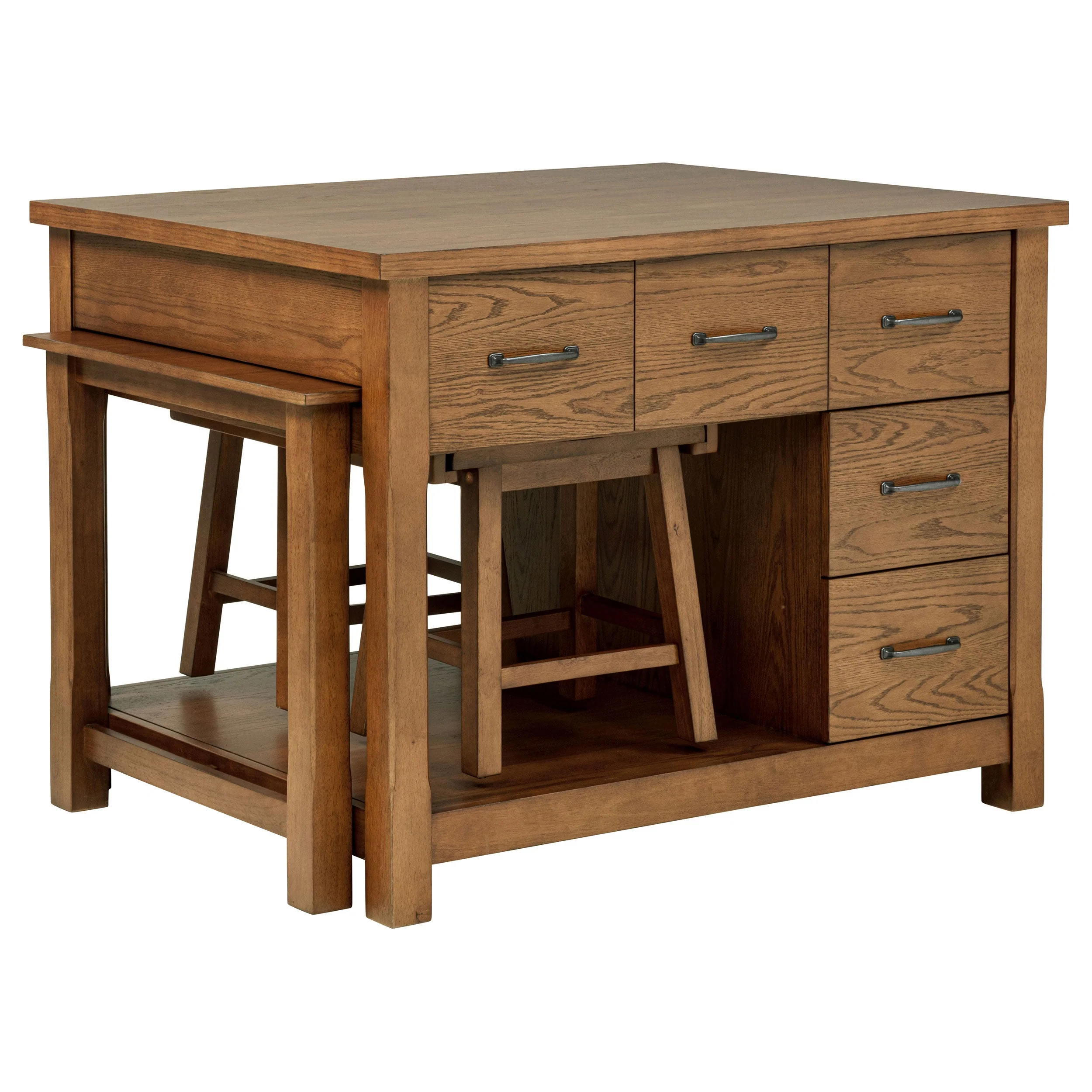 Mayfair Dark Oak 3-piece Kitchen Island with Extension Table - Image 4