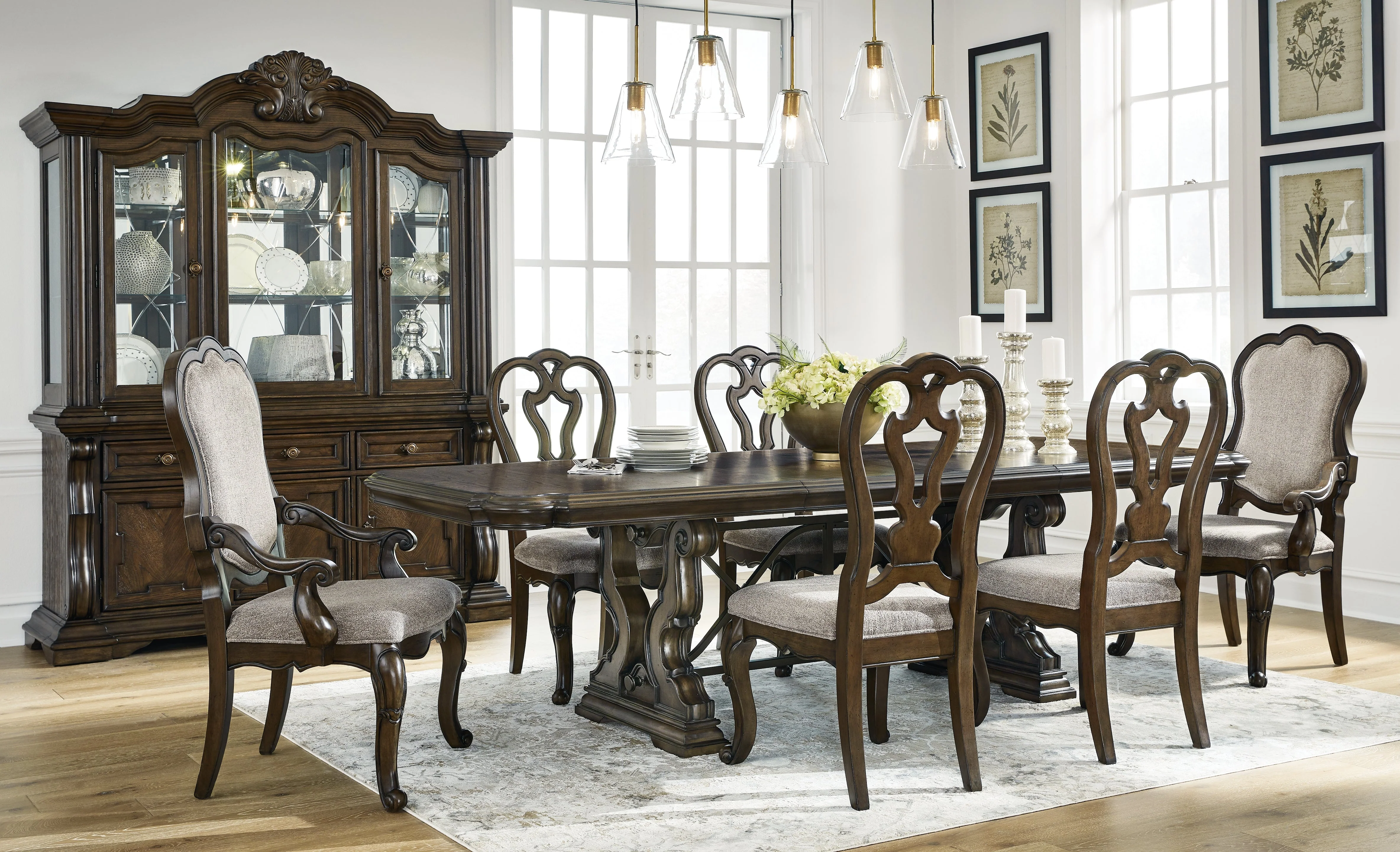 Maylee Dark Brown Dining Table and 6 Chairs - Image 2