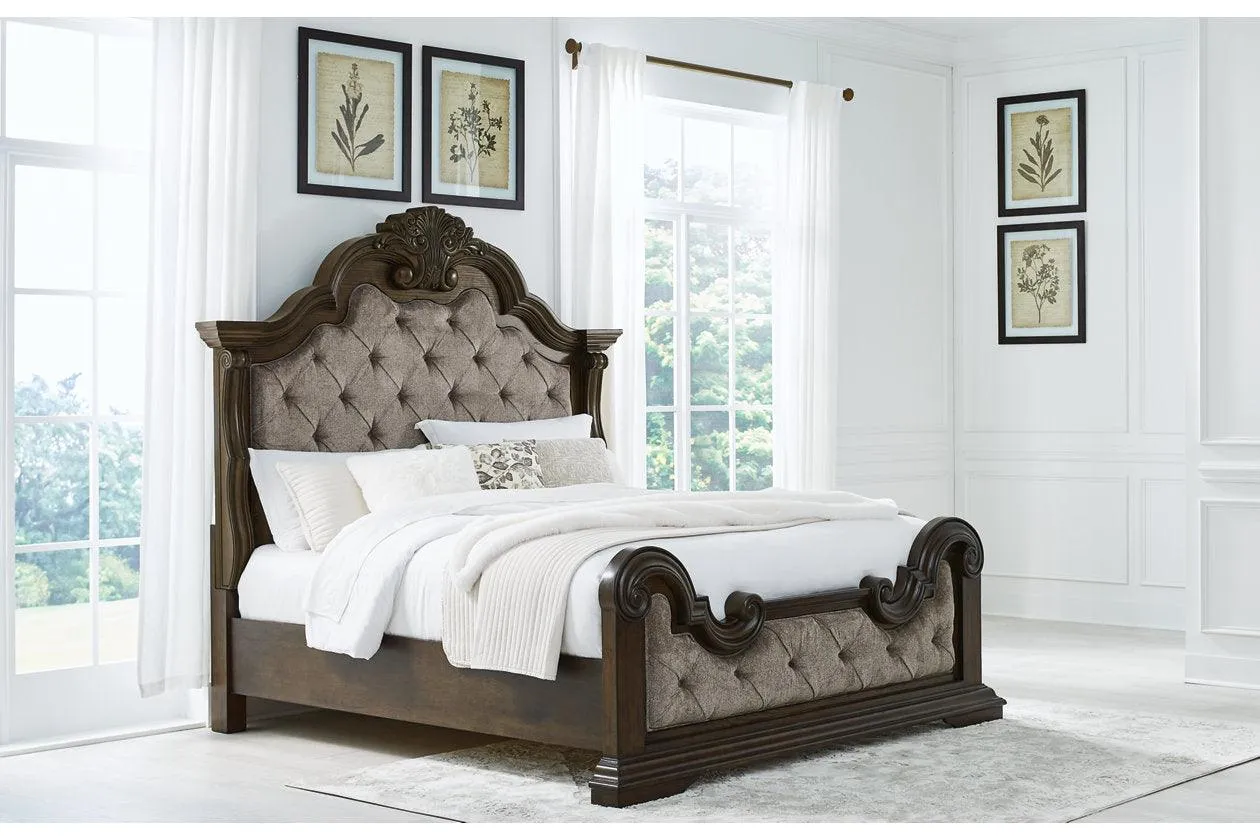 Maylee Dark Brown King Upholstered Bed - Image 2
