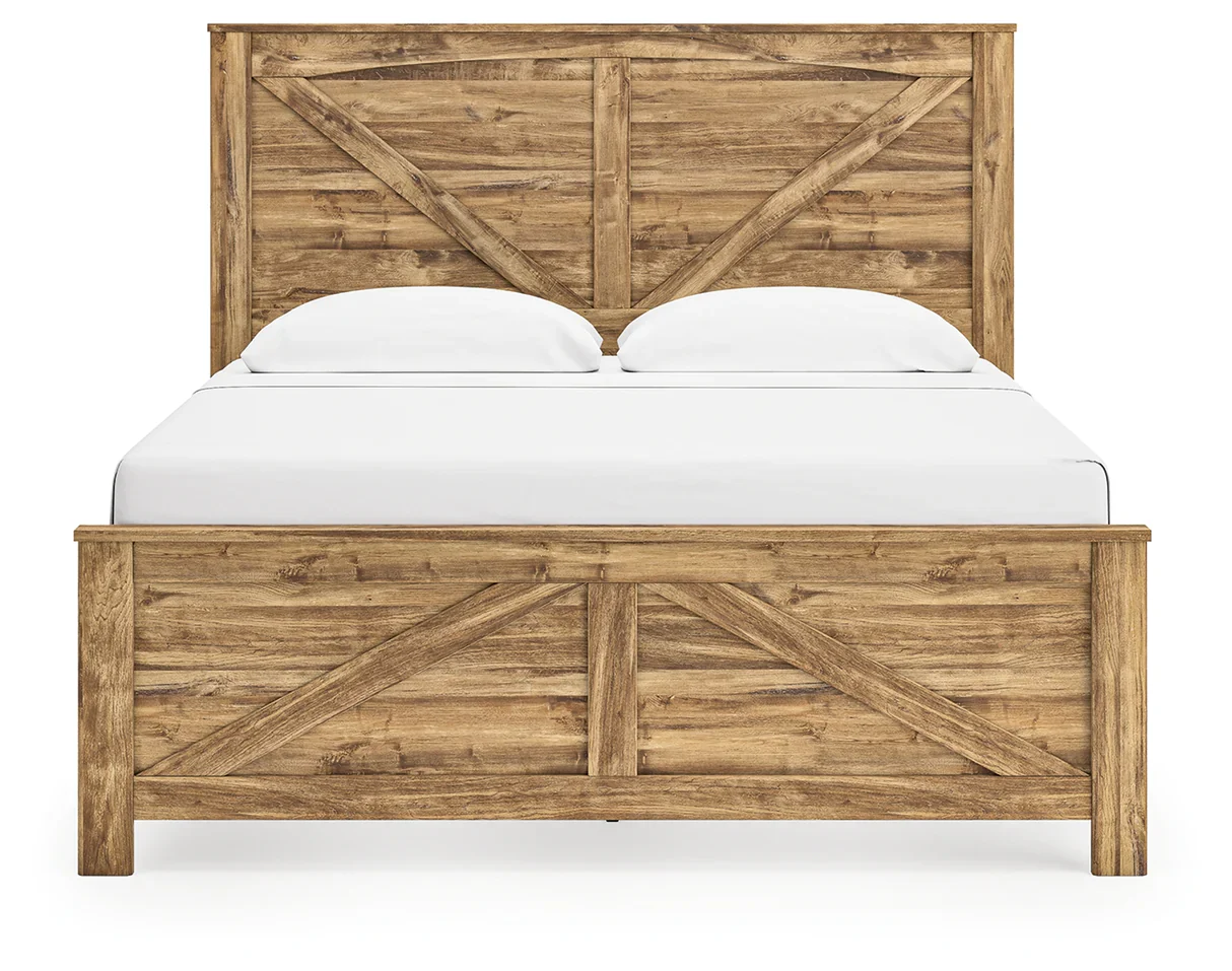 Maystonna Brown Queen Crossbuck Panel Bed - Image 3
