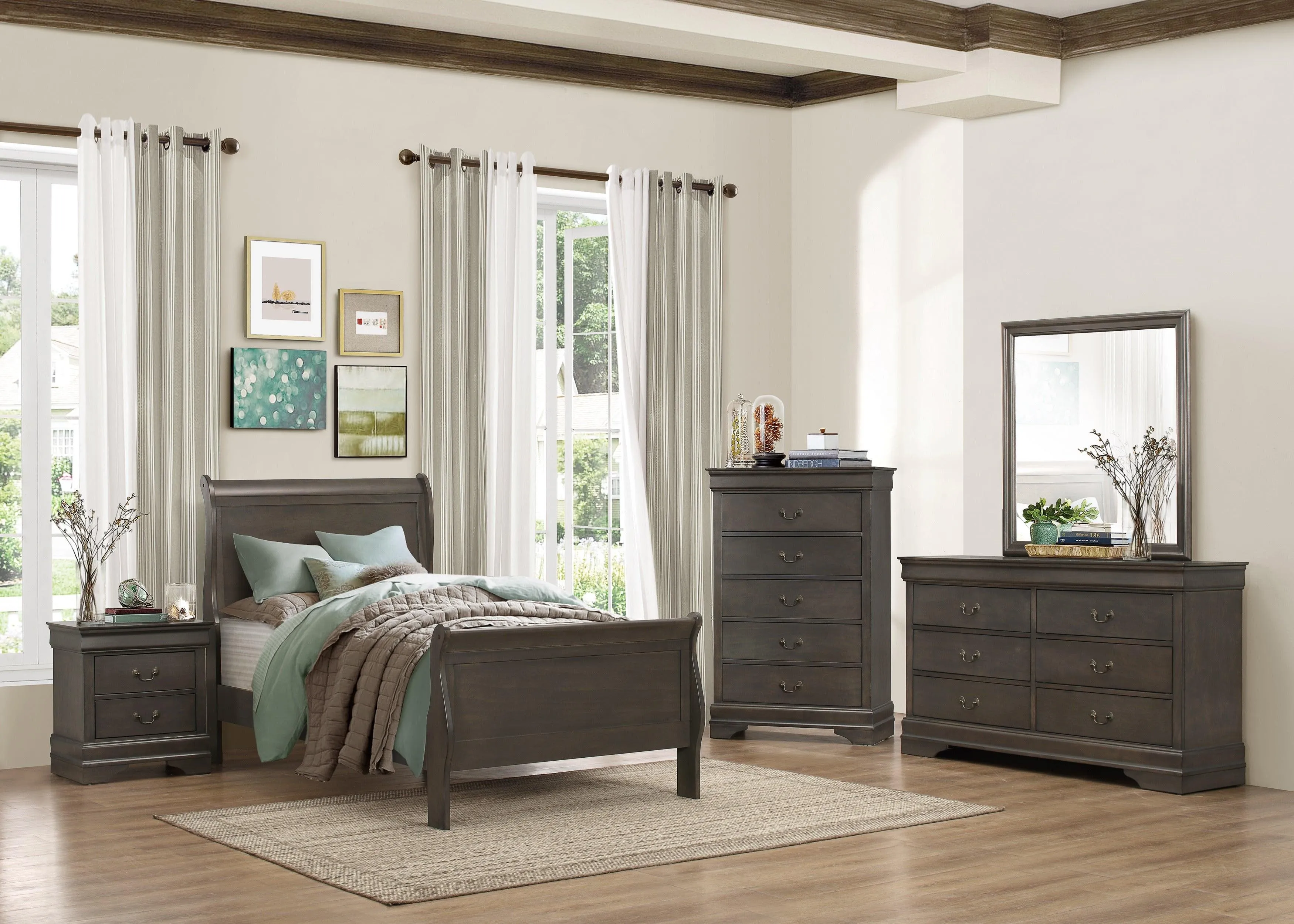 Mayville Stained Gray Twin Sleigh Bed - Image 2