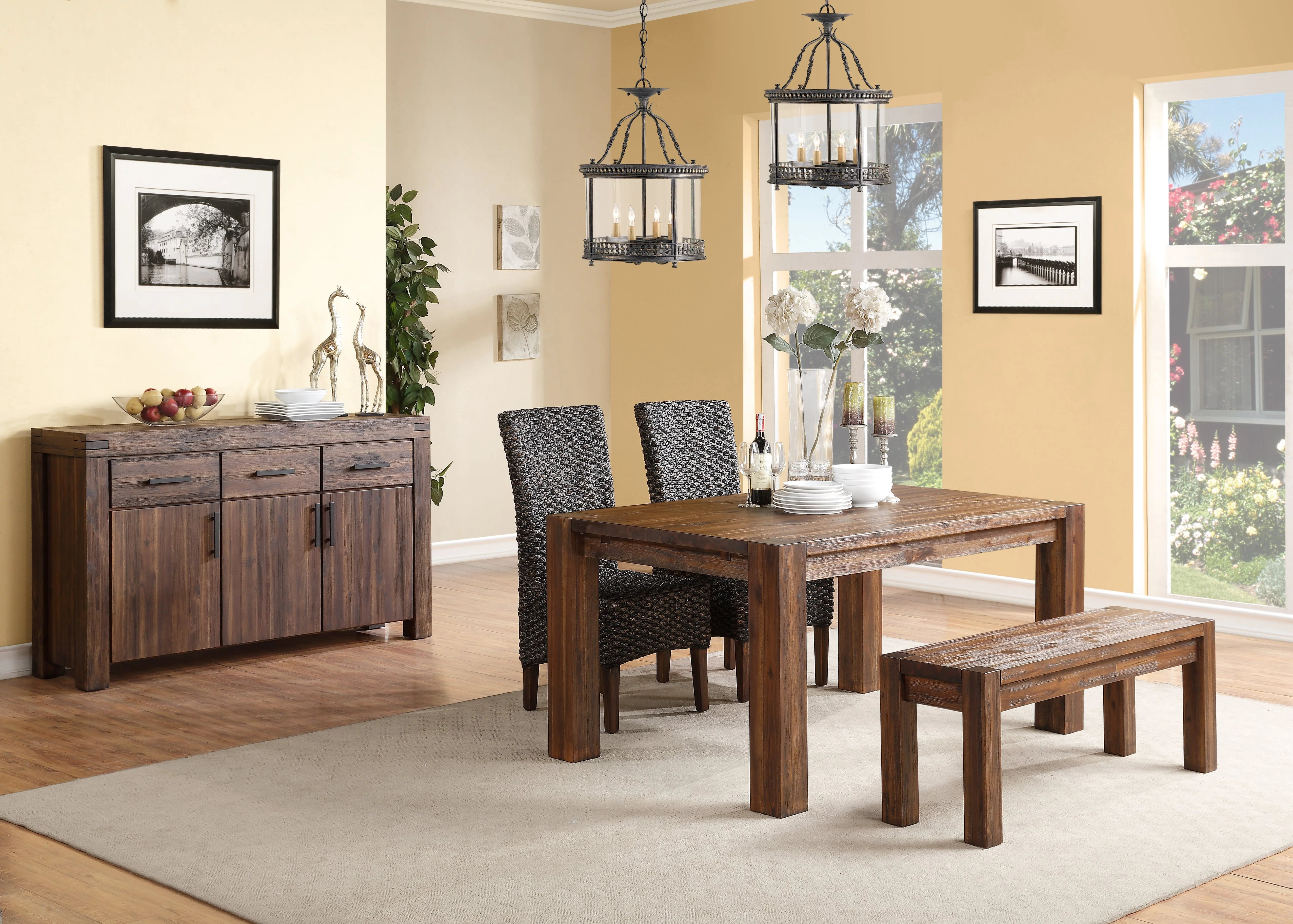 Meadow Solid Wood Extending Dining Table in Brick Brown - Image 11