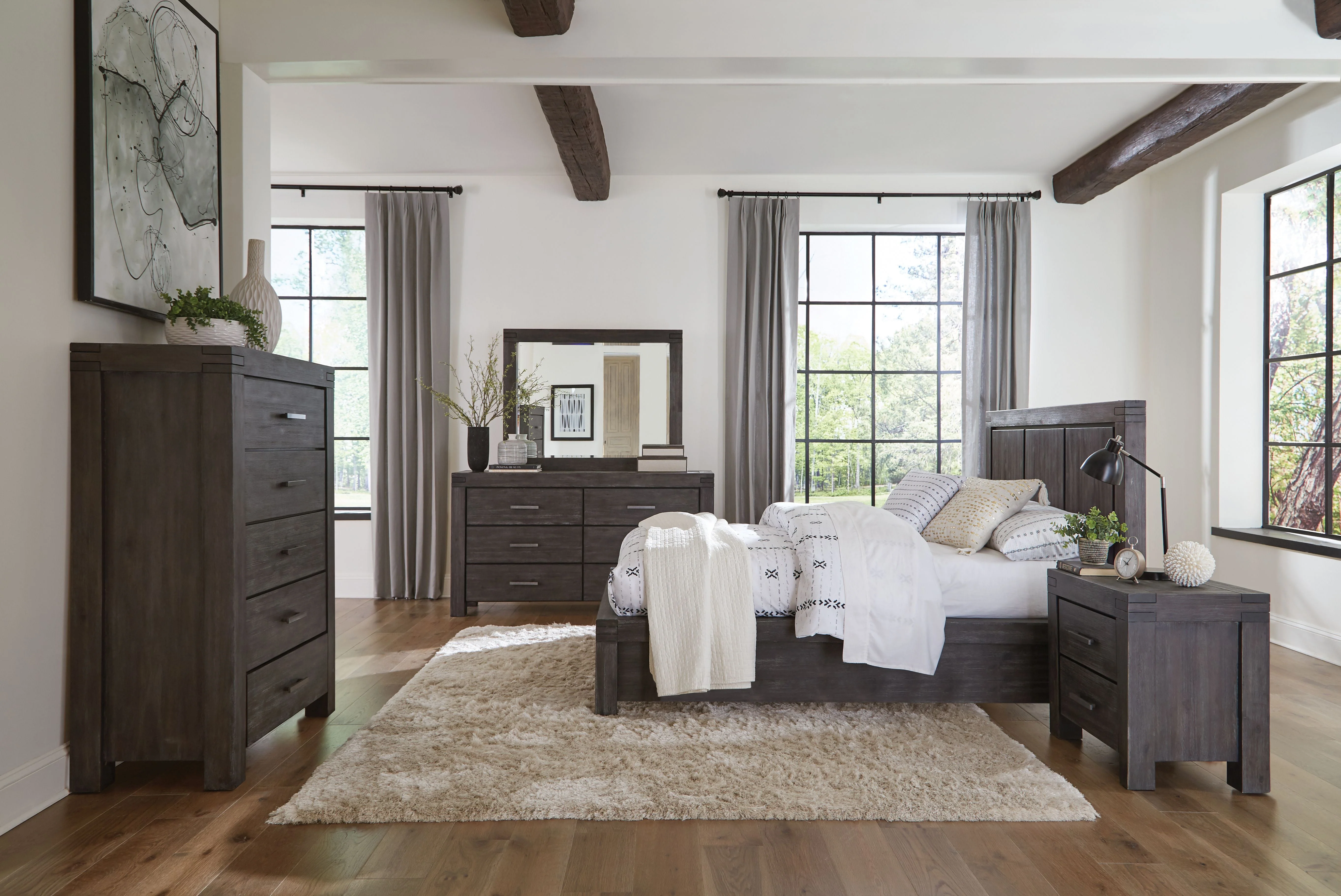 Meadow Solid Wood Footboard California King Storage Bed in Graphite - Image 2