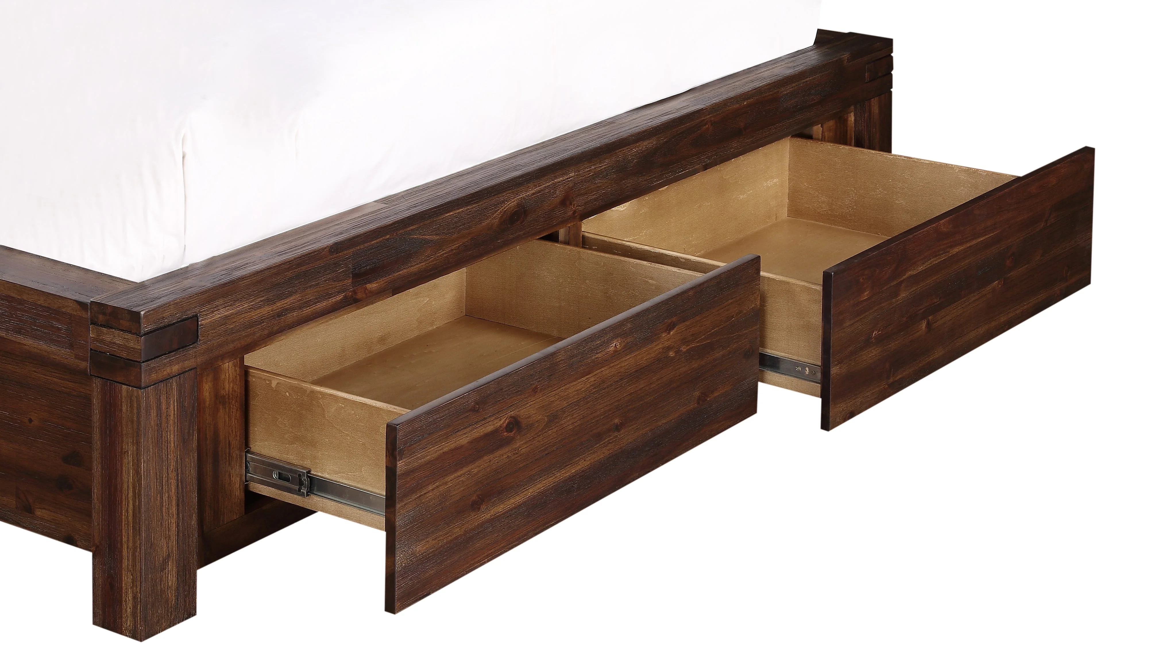 Meadow Solid Wood Footboard Eastern King Storage Bed in Brick Brown - Image 4