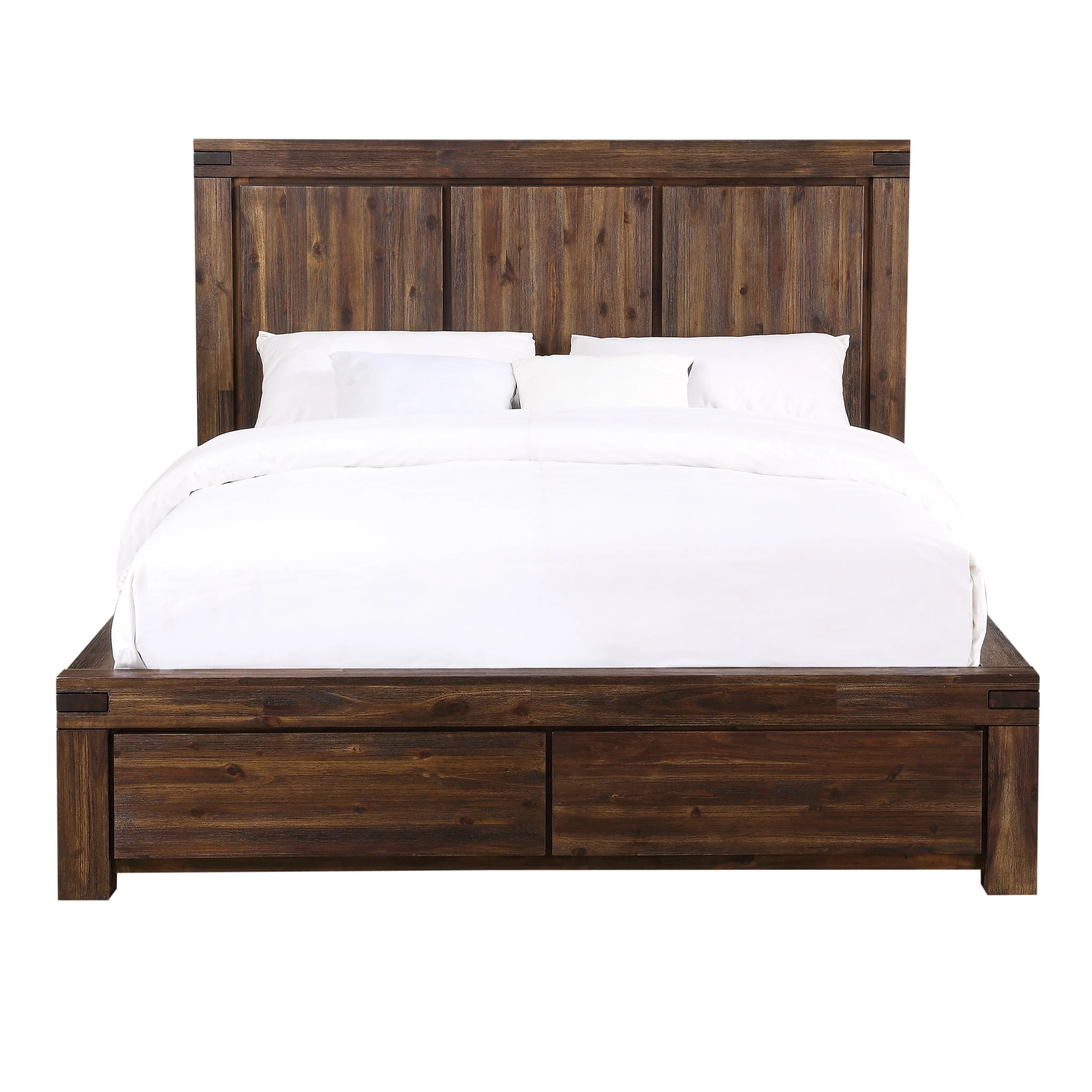 Meadow Solid Wood Footboard Queen Storage Bed in Brick Brown - Image 5