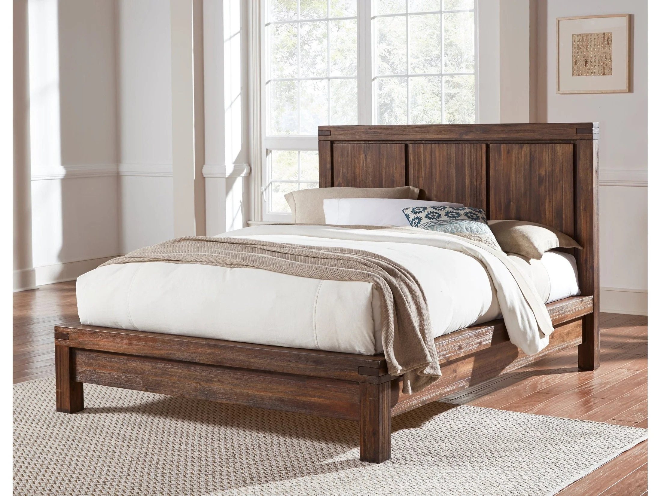 Meadow Solid Wood Queen Platform Bed in Brick Brown