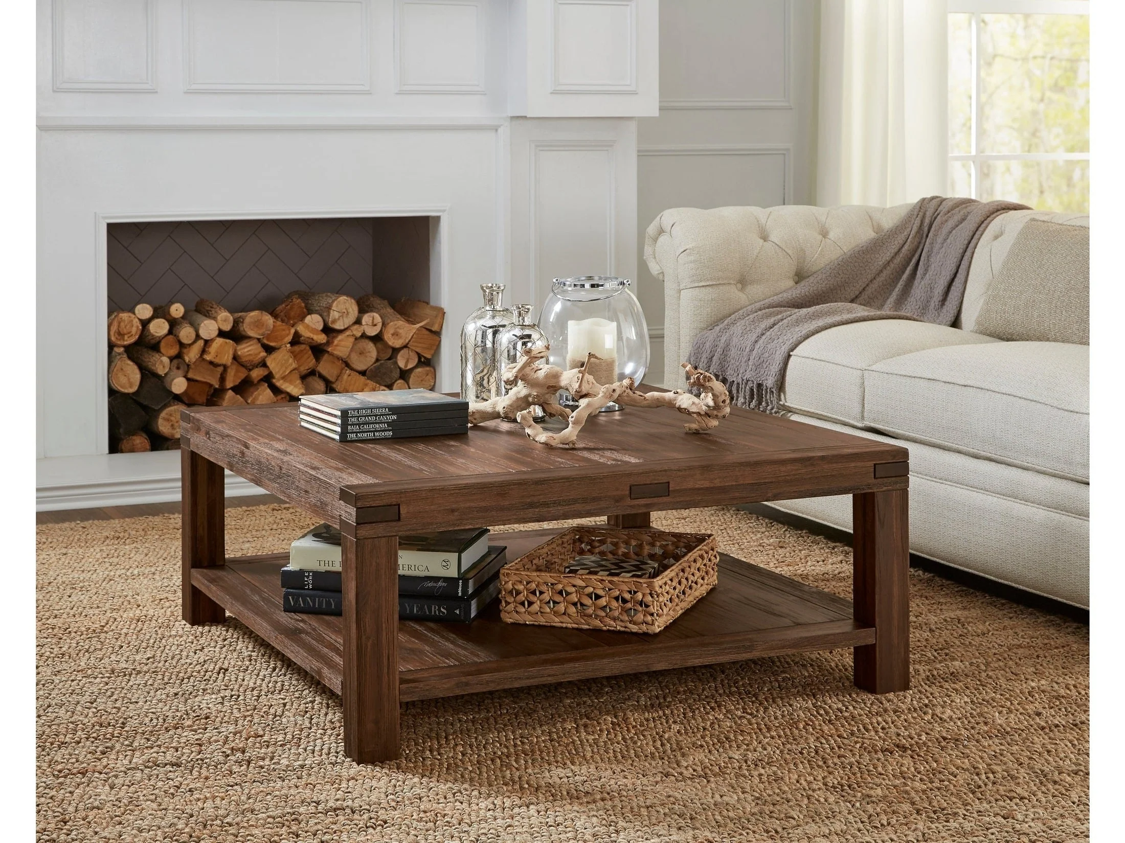 Meadow Solid Wood Square Coffee Table in Brick Brown