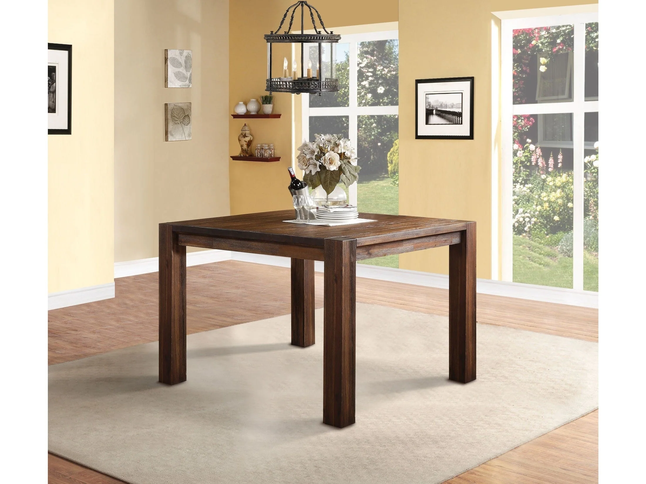 Meadow Solid Wood Square Counter Table in Brick Brown
