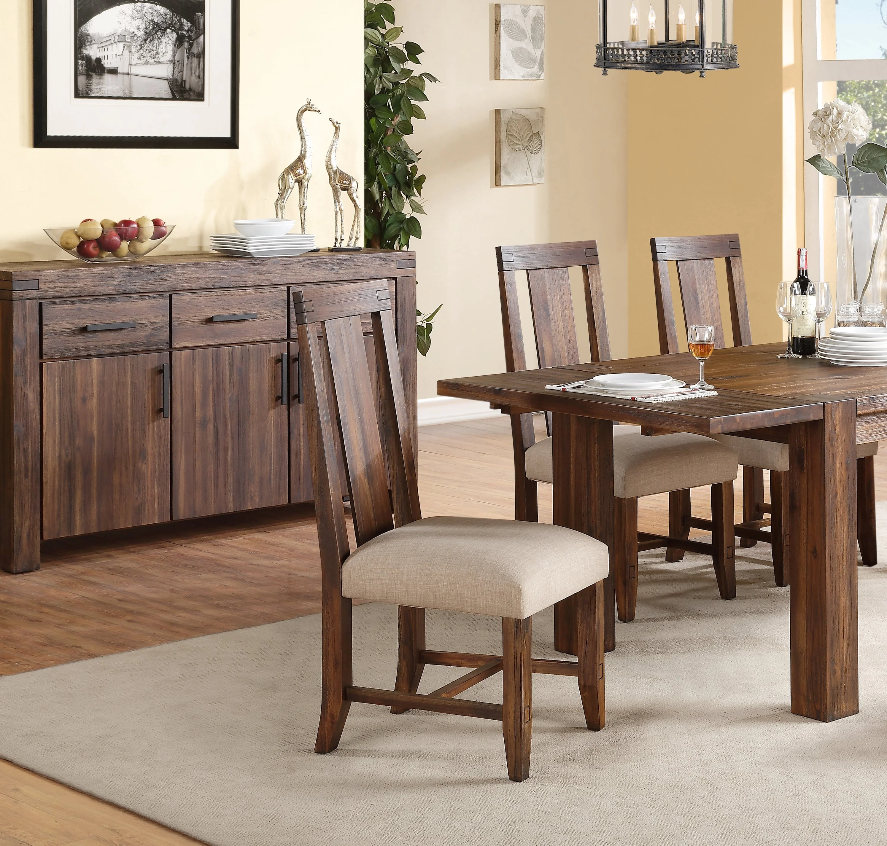 Meadow Solid Wood Upholstered Dining Chair in Brick Brown - Image 2