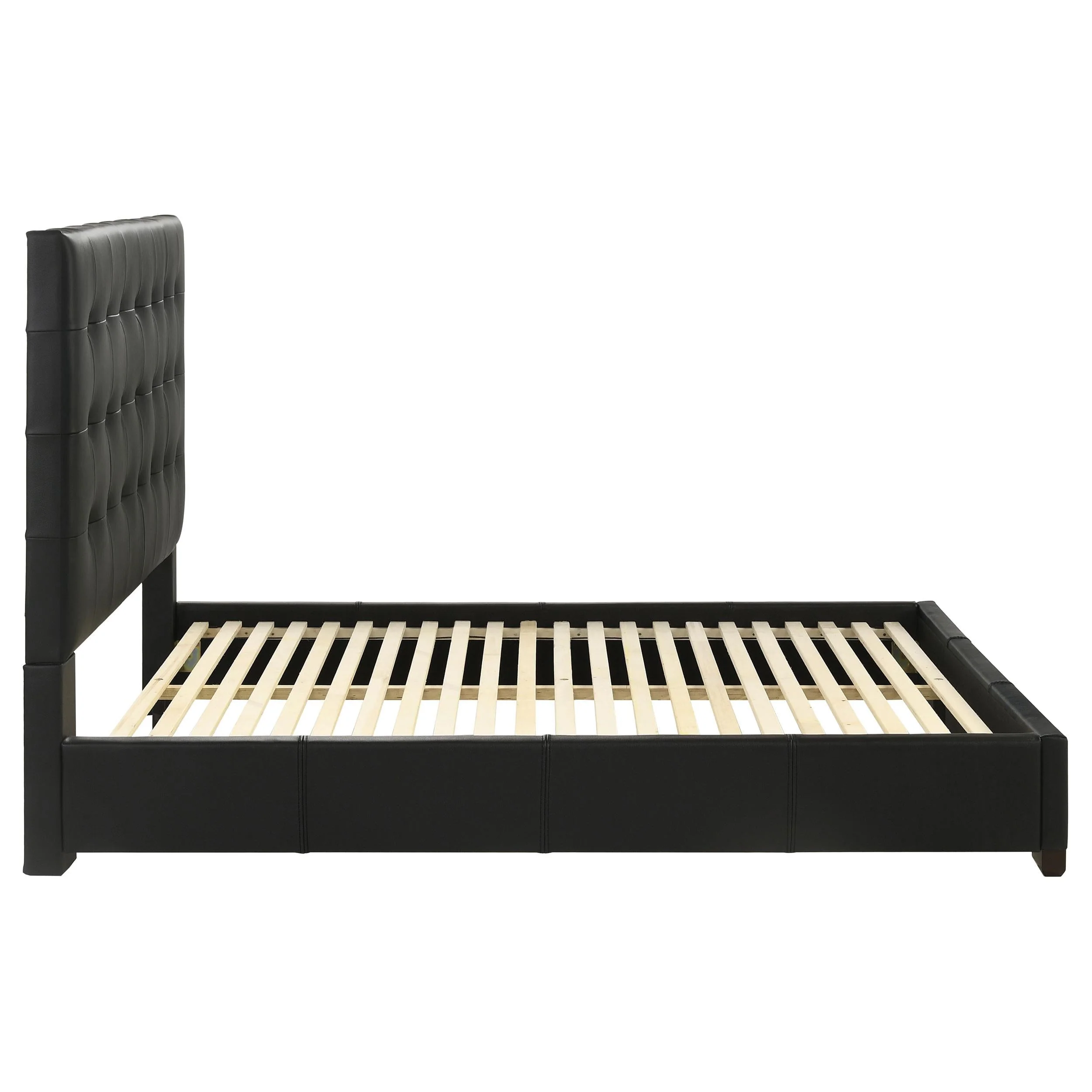 Medley Black Genuine Leather Eastern King Platform Bed - Image 6