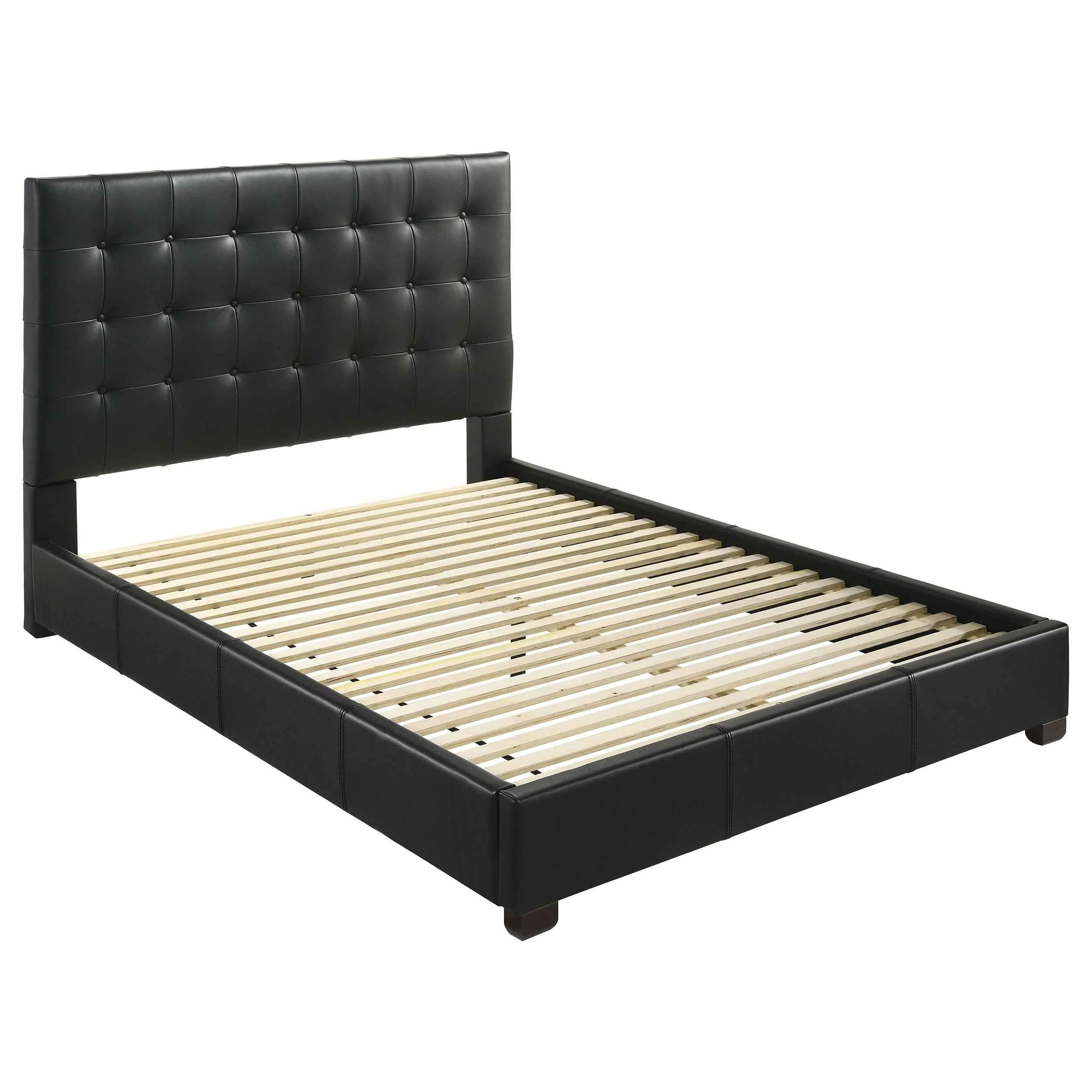 Medley Black Genuine Leather Queen Panel Platform Bed - Image 2