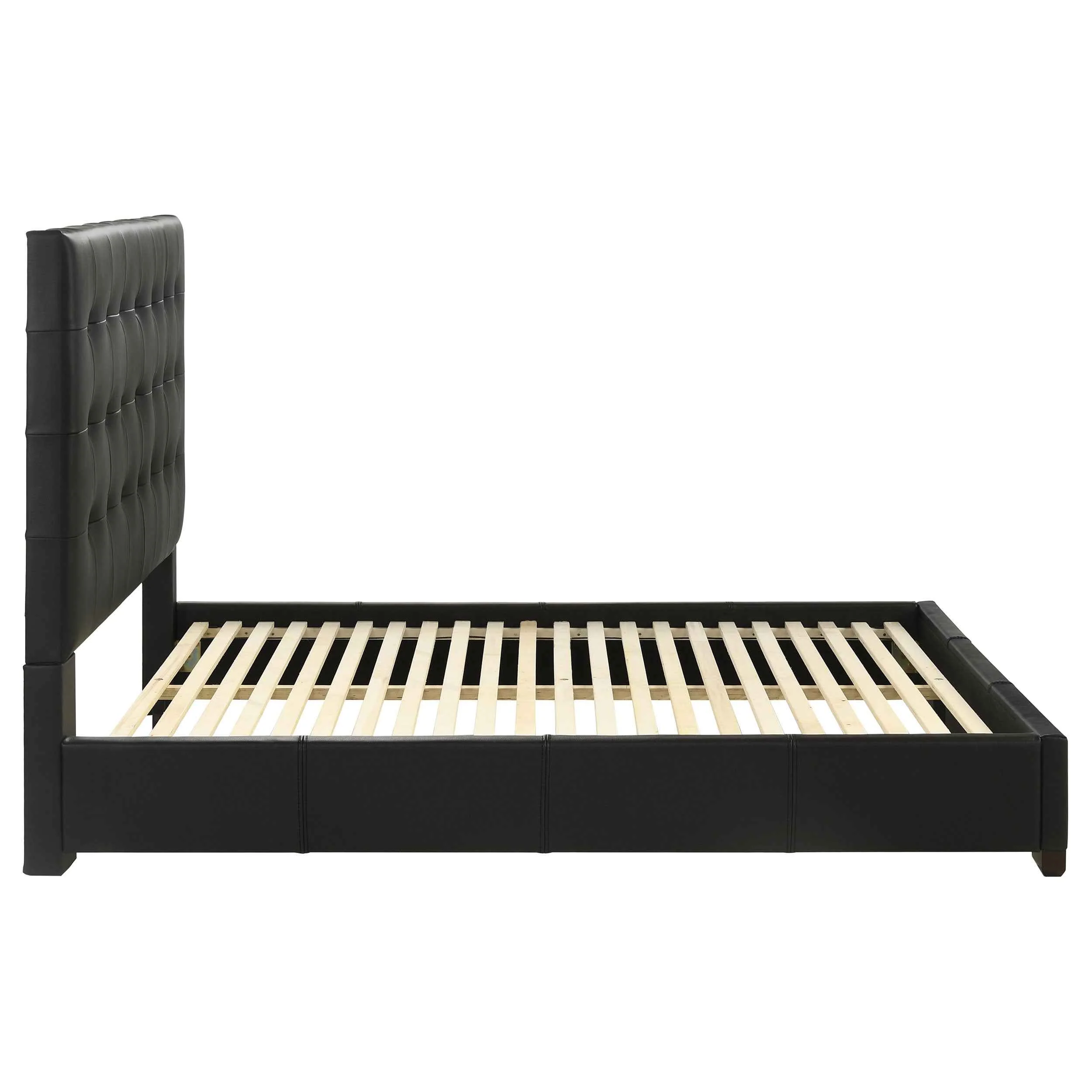 Medley Black Genuine Leather Queen Panel Platform Bed - Image 6