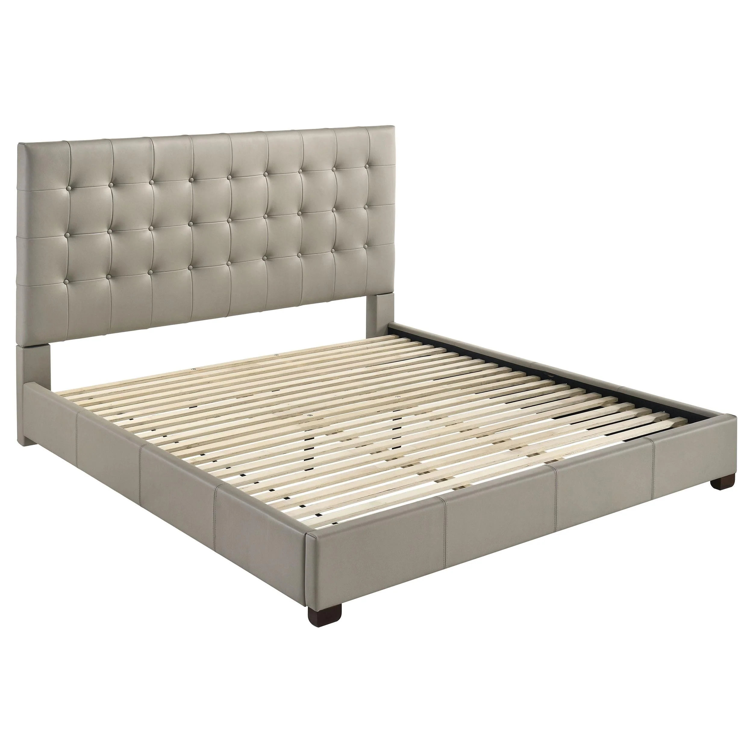 Medley Tan Genuine Leather Eastern King Platform Bed - Image 3