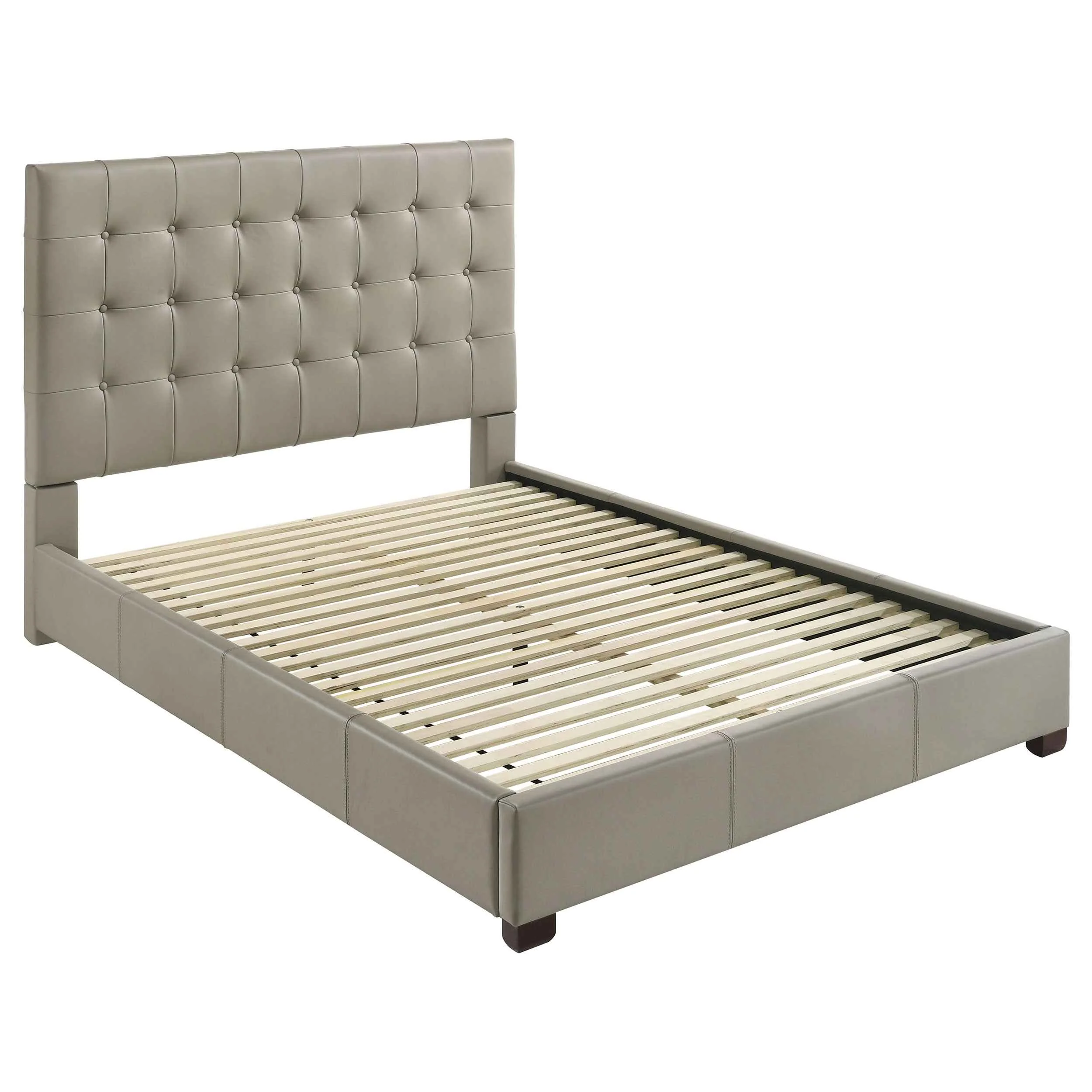 Medley Tan Genuine Leather Queen Panel Platform Bed - Image 2