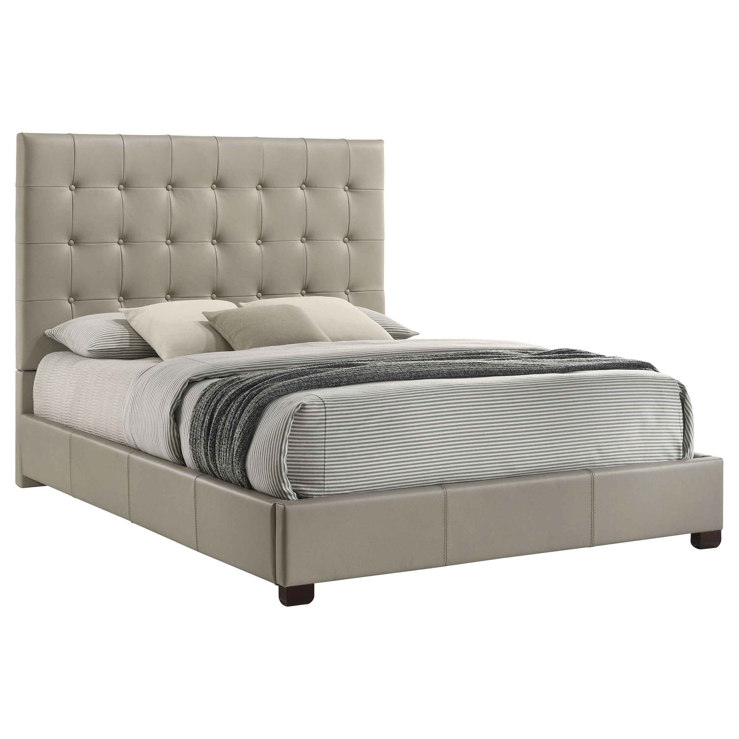 Medley Tan Genuine Leather Queen Panel Platform Bed - Image 3