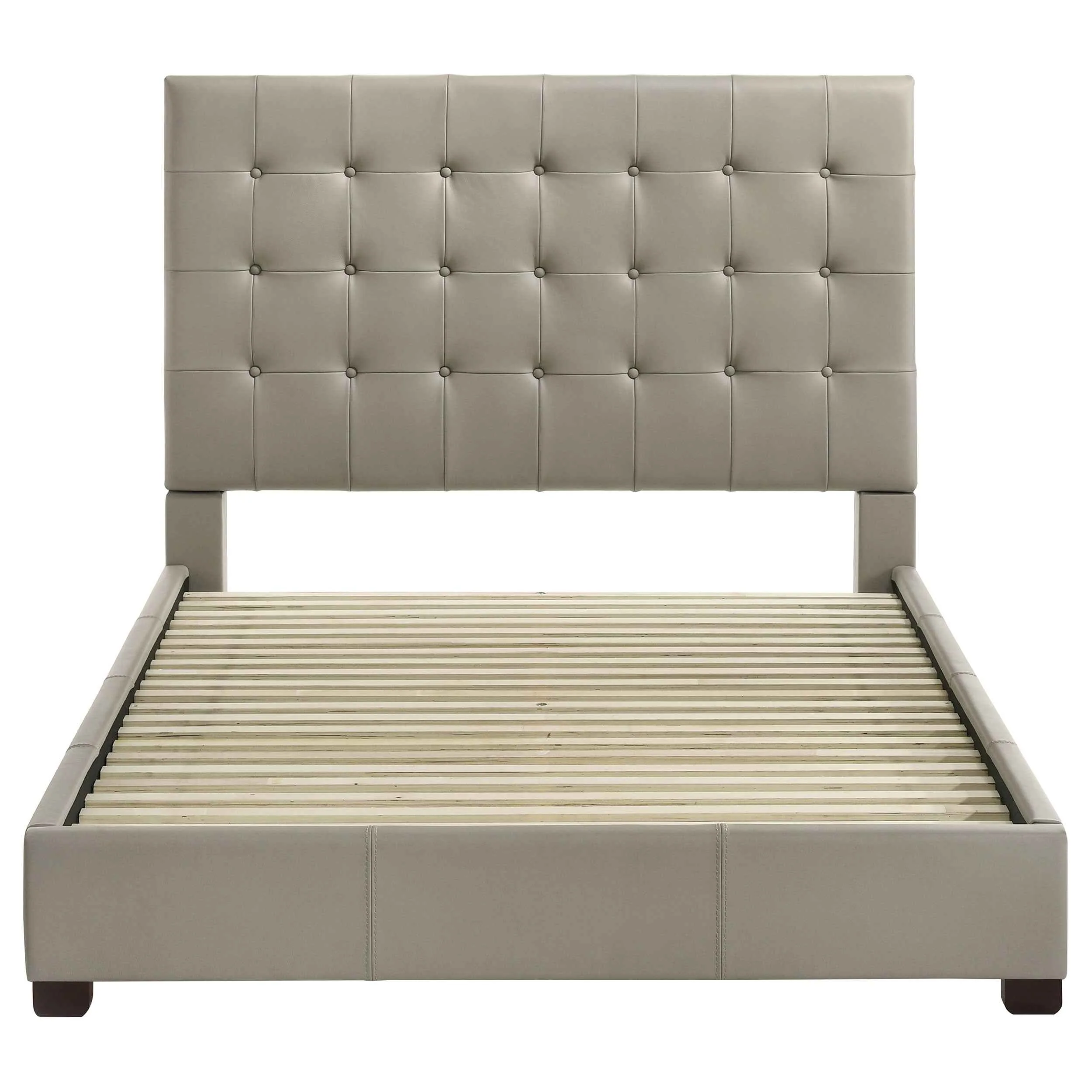 Medley Tan Genuine Leather Queen Panel Platform Bed - Image 4