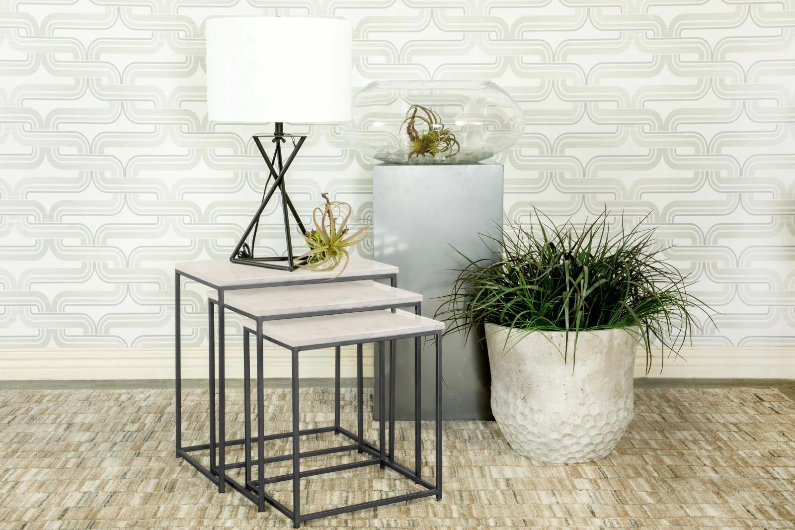 Medora White 3-piece Marble Top Nesting Table Set