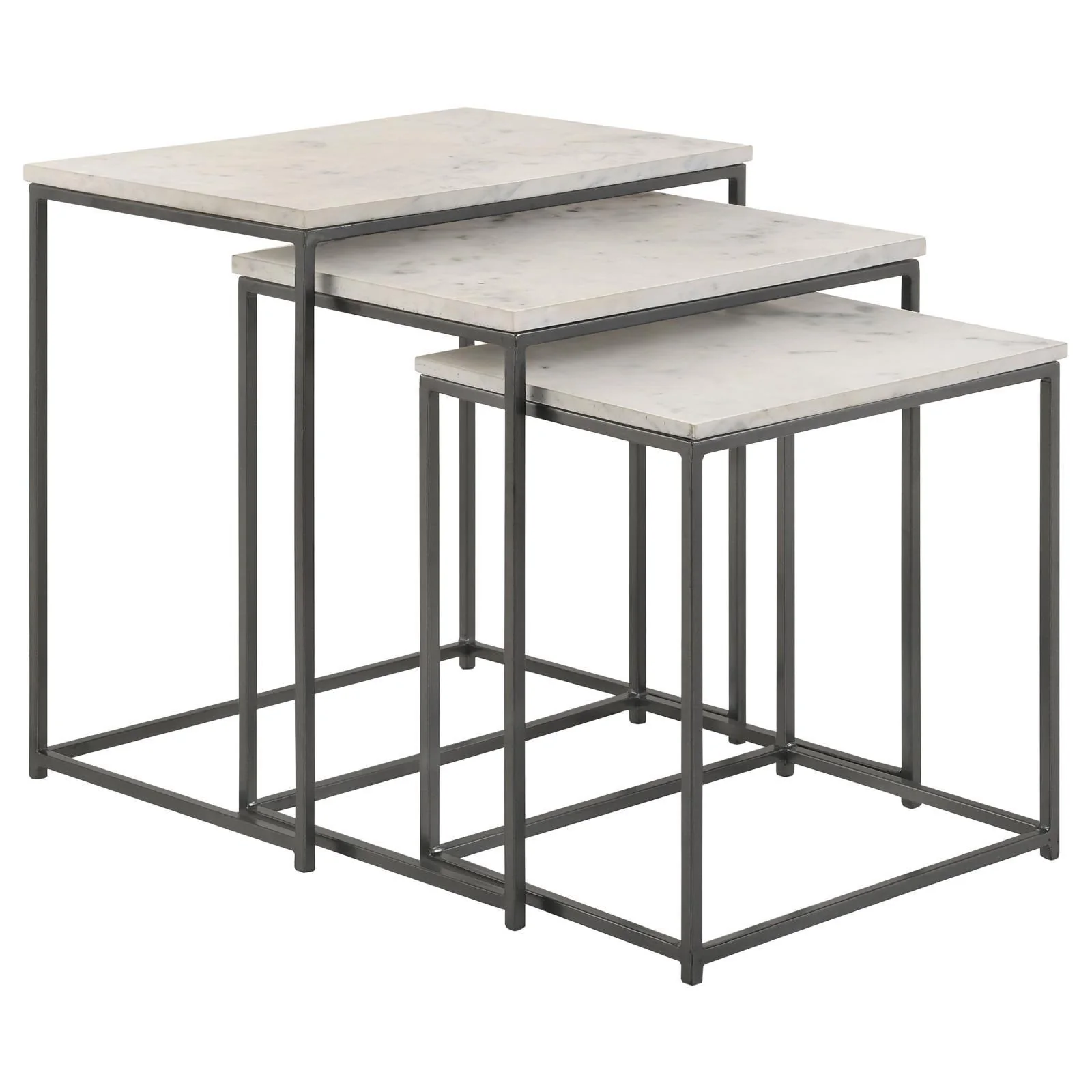 Medora White 3-piece Marble Top Nesting Table Set - Image 11