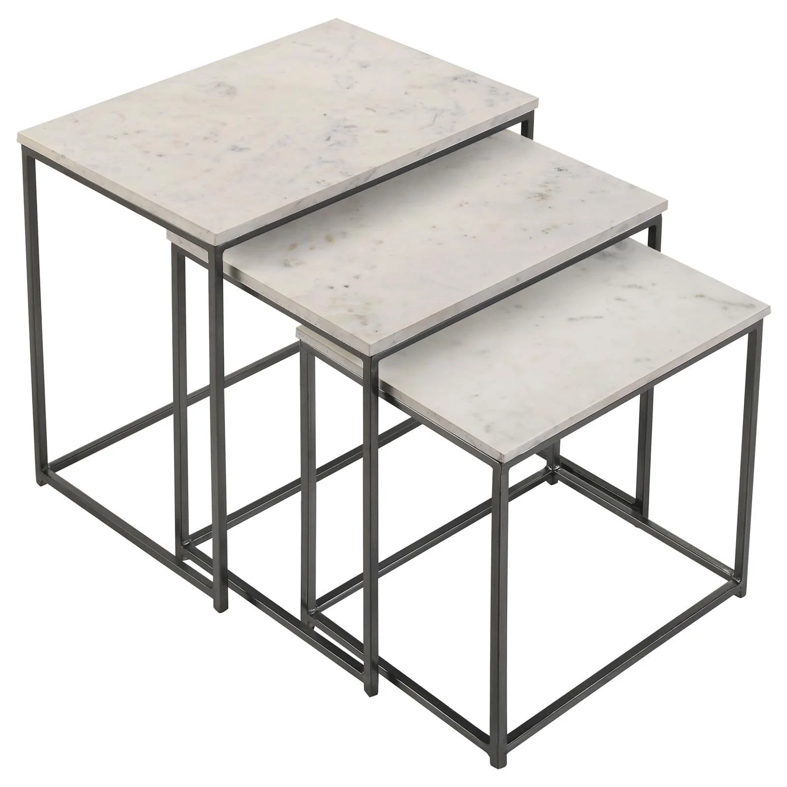 Medora White 3-piece Marble Top Nesting Table Set - Image 2