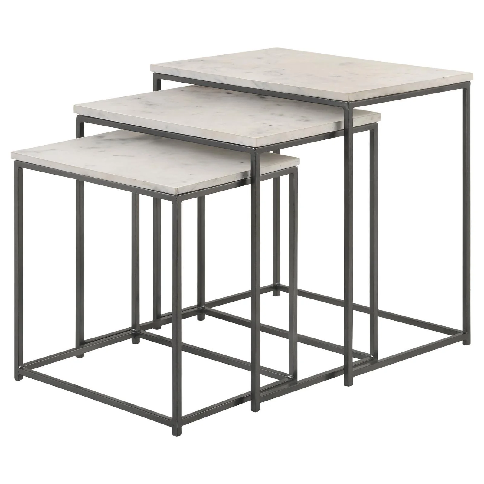 Medora White 3-piece Marble Top Nesting Table Set - Image 4