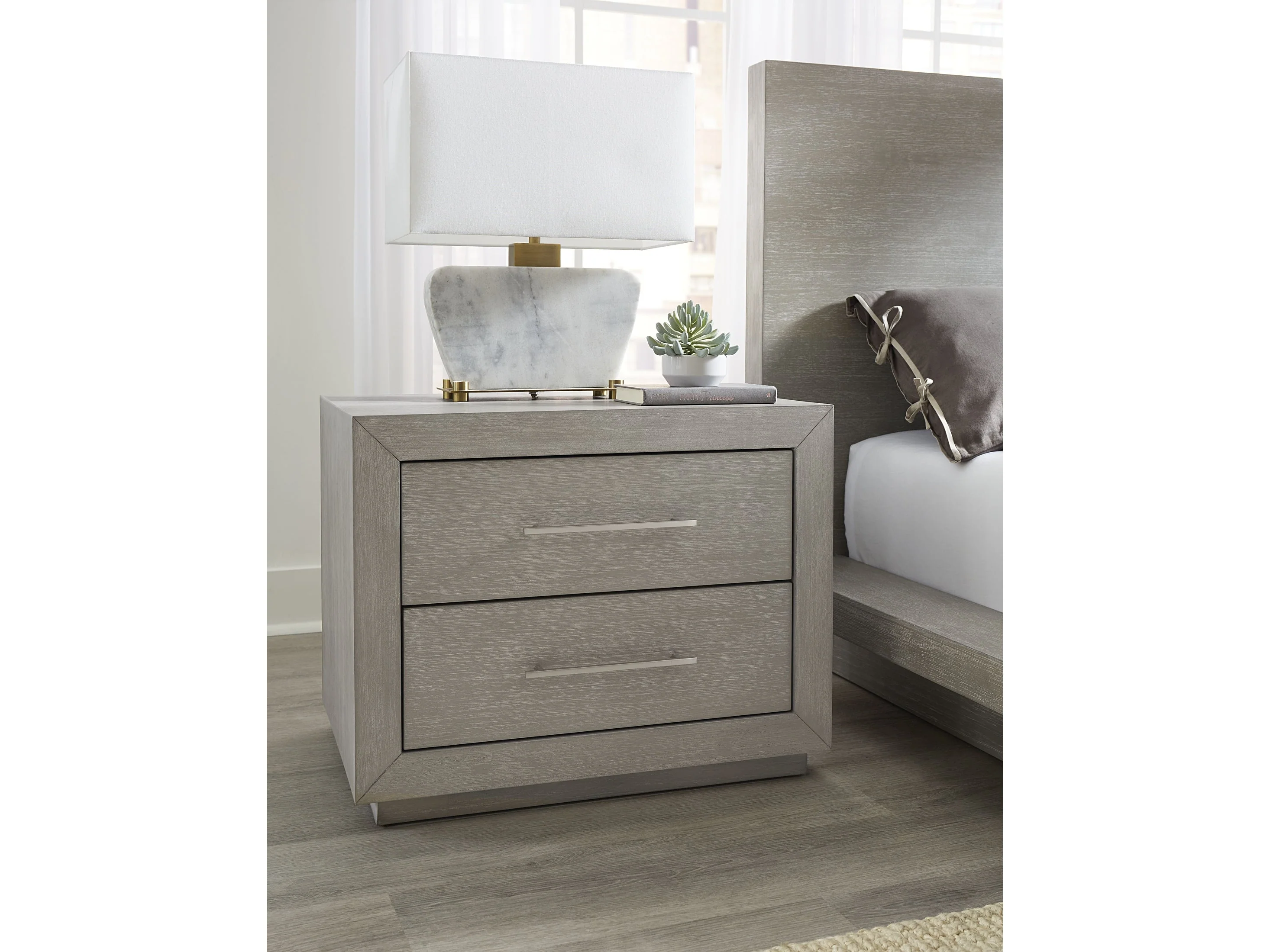Melbourne Mineral Two Drawer Nightstand with USB