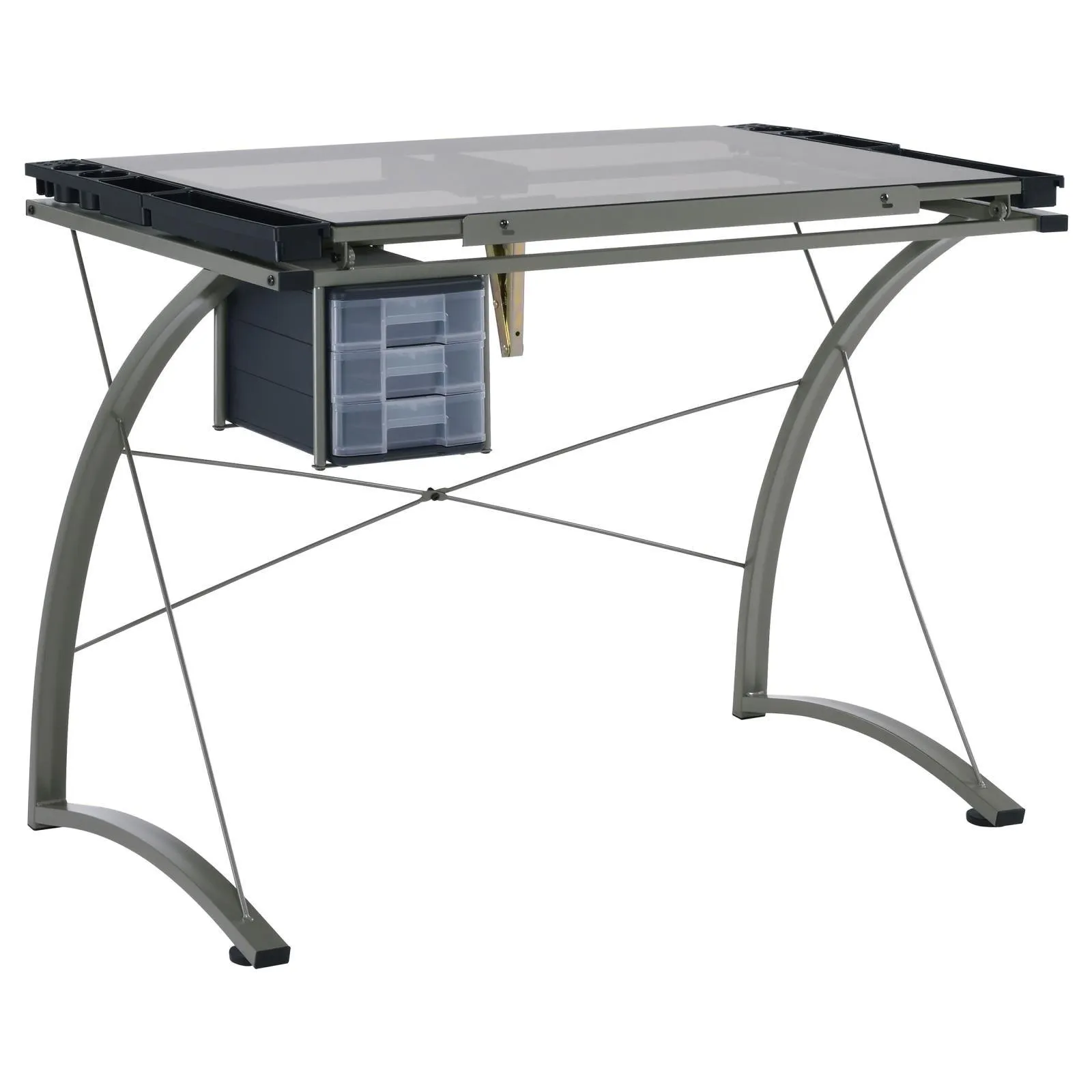 Melo Champagne 3-Drawer Drafting Desk - Image 4