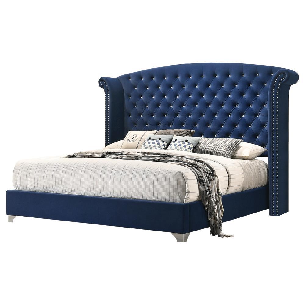 Melody California King Wingback Upholstered Bed Pacific Blue - Image 2