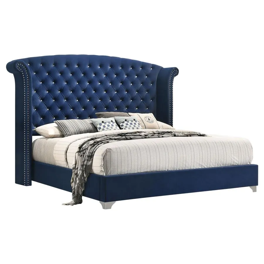 Melody Pacific Blue 5-Piece Queen Tufted Upholstered Bedroom Set - Image 3