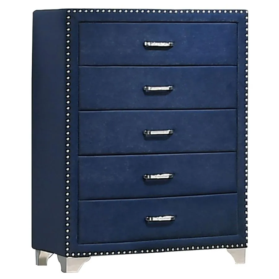 Melody Pacific Blue 5-Piece Queen Tufted Upholstered Bedroom Set - Image 7