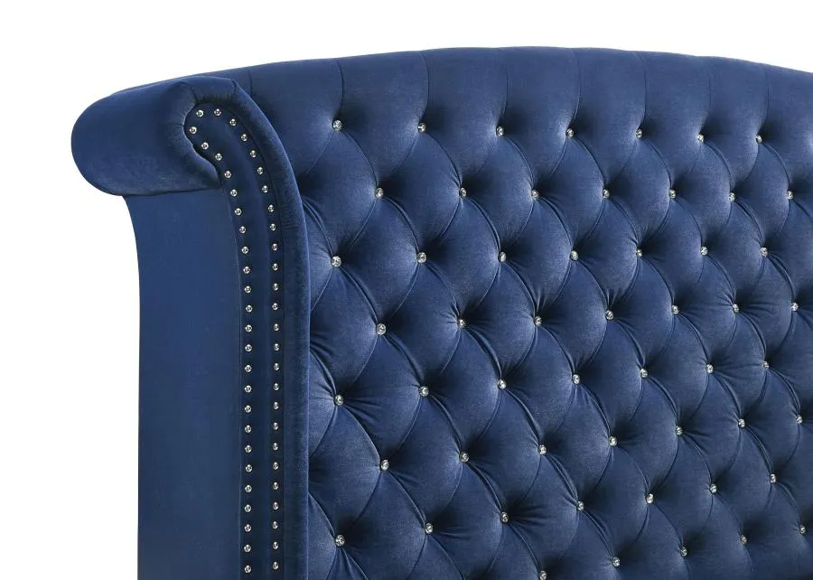 Melody Pacific Blue 5-Piece Queen Tufted Upholstered Bedroom Set - Image 8