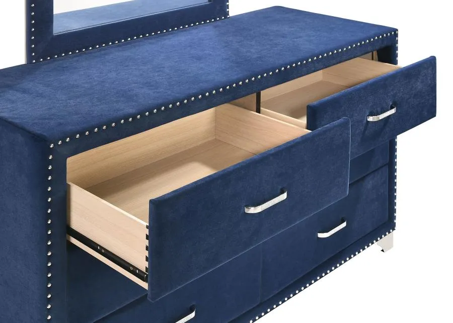 Melody Pacific Blue 5-Piece Queen Tufted Upholstered Bedroom Set - Image 9