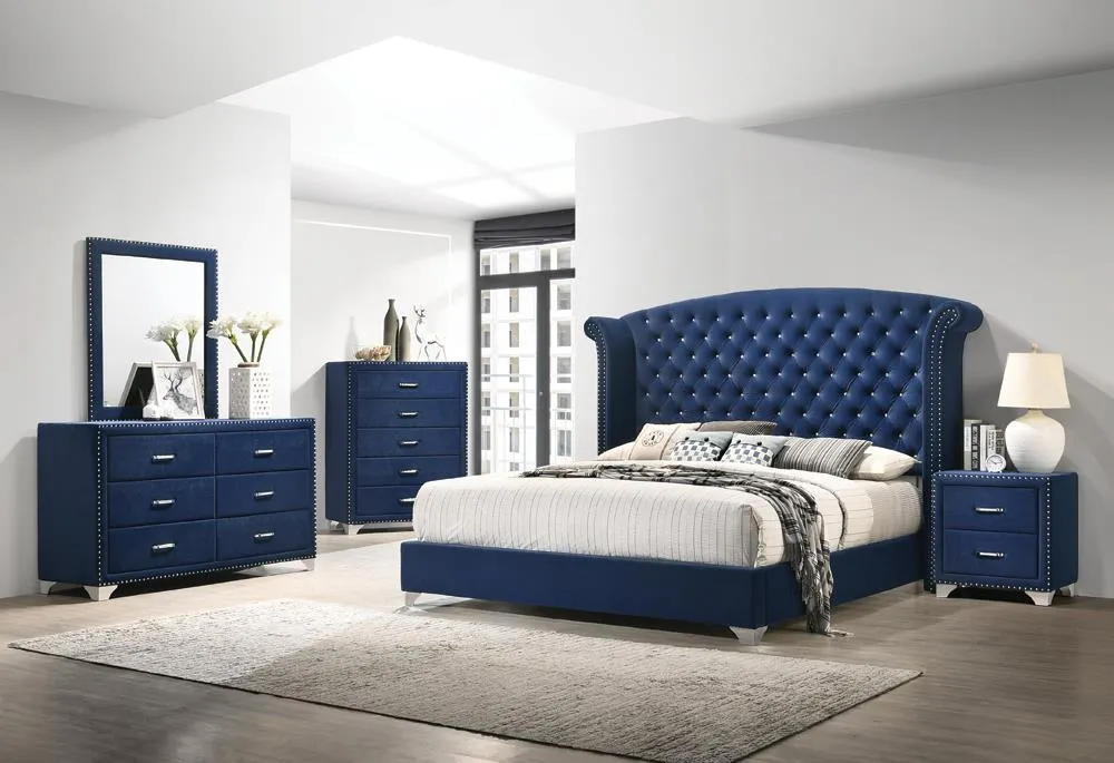 Melody Pacific Blue Upholstered 2-Drawer Nightstand - Image 7