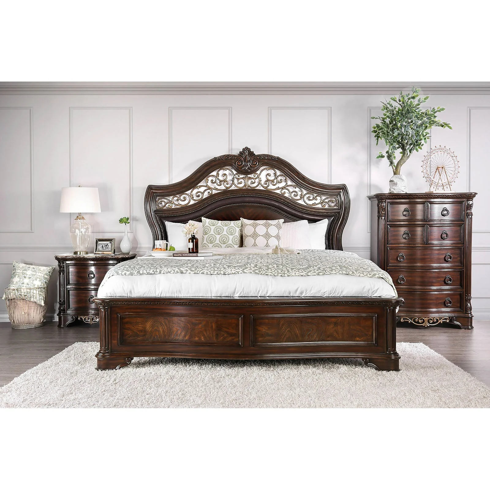 Menodora Brown Cherry King Bed - Image 2
