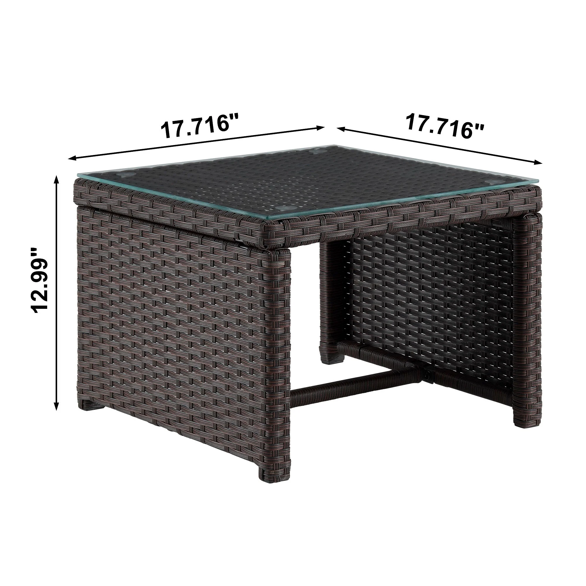 Menton Patio 2-Seater and Lounge Chair with Coffee Table with Grey Cushions - Image 4