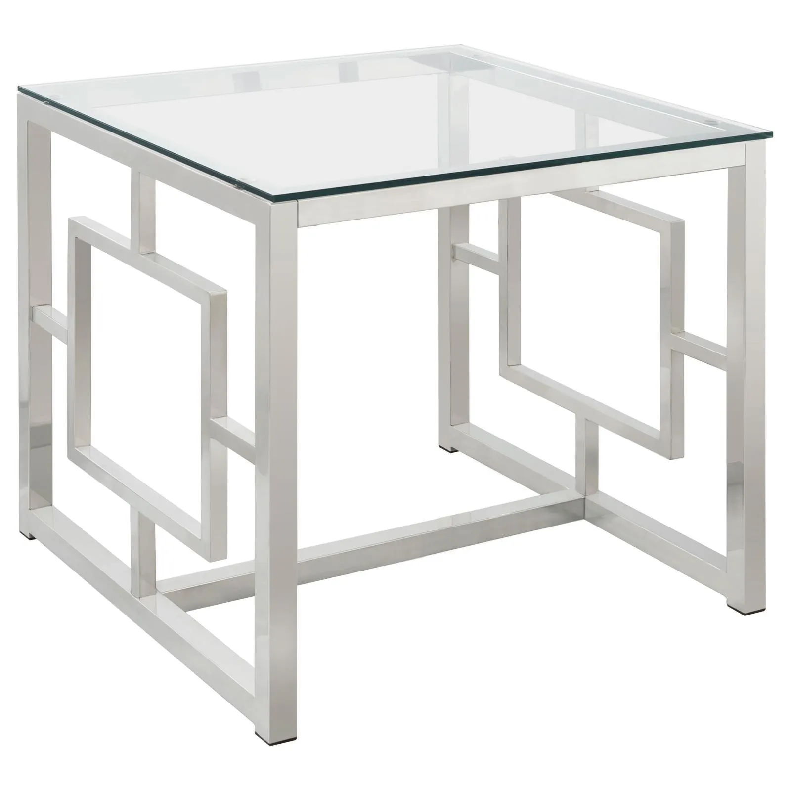 Merced Nickel Square Tempered Glass Top End Table - Image 4
