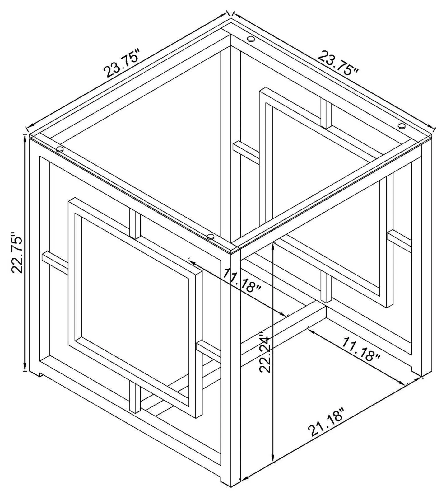 Merced Nickel Square Tempered Glass Top End Table - Image 5