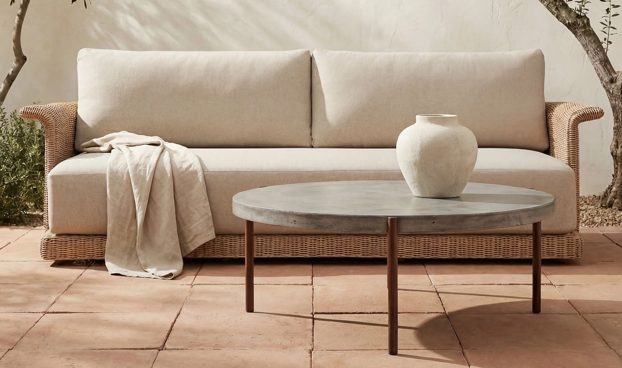 Meredith Outdoor Sofa Beige - Image 3