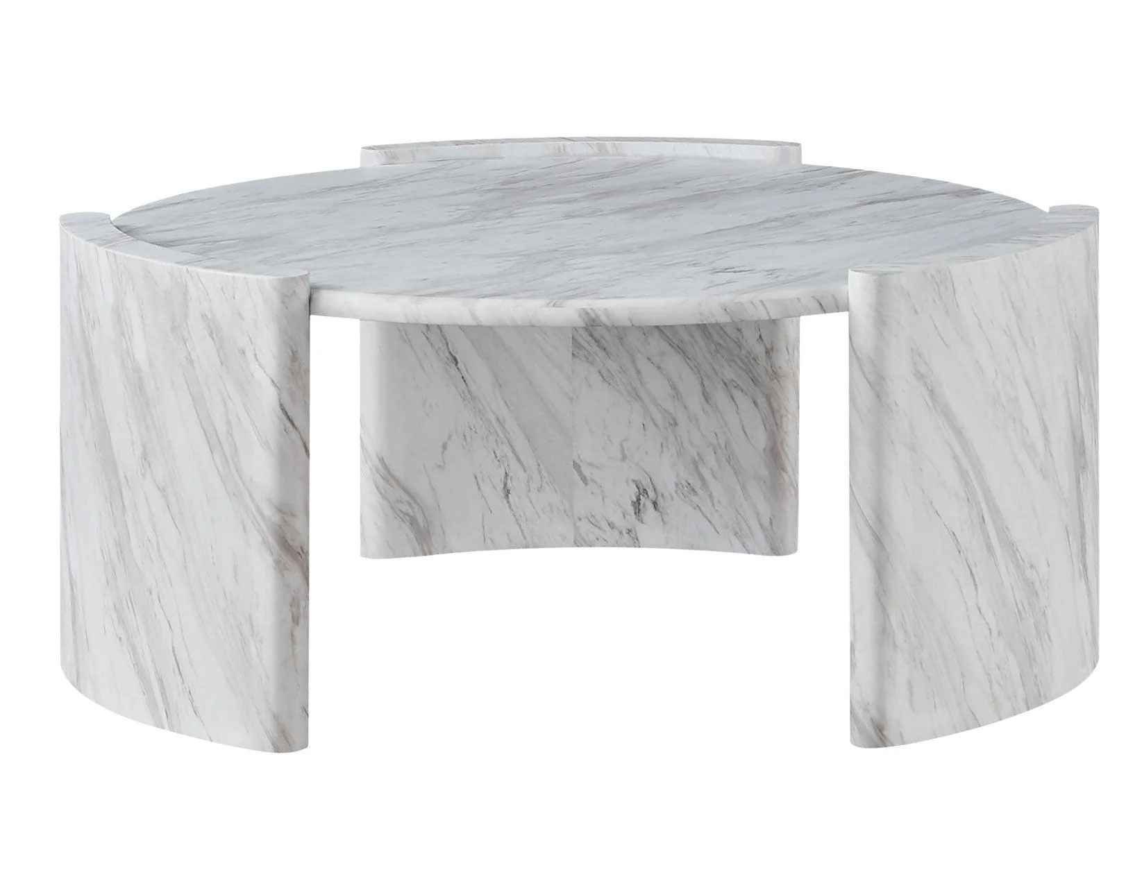 Merino Faux-Marble Round Cocktail Table - Image 2