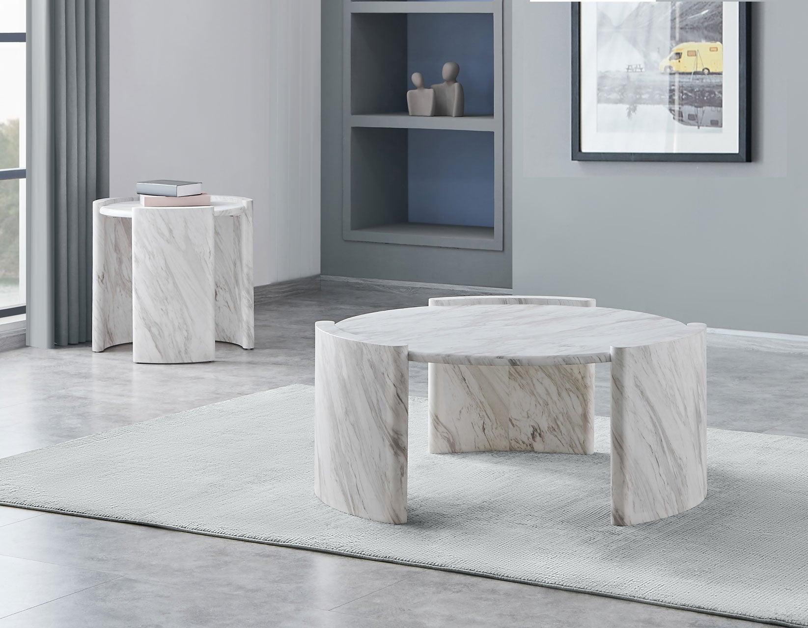 Merino Faux-Marble Round Cocktail Table - Image 6