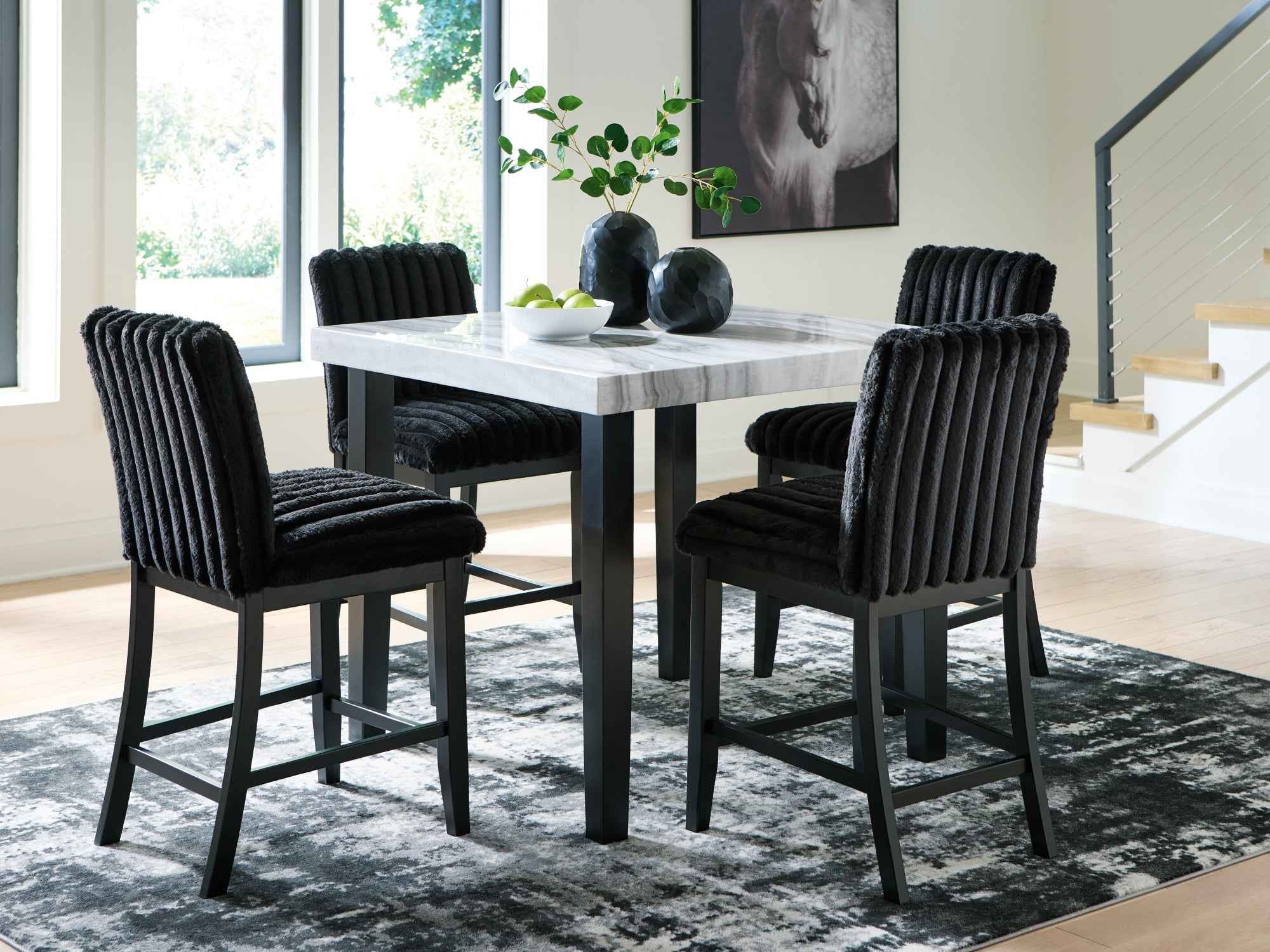 Mervannie Gray/Black Counter Height Dining Set