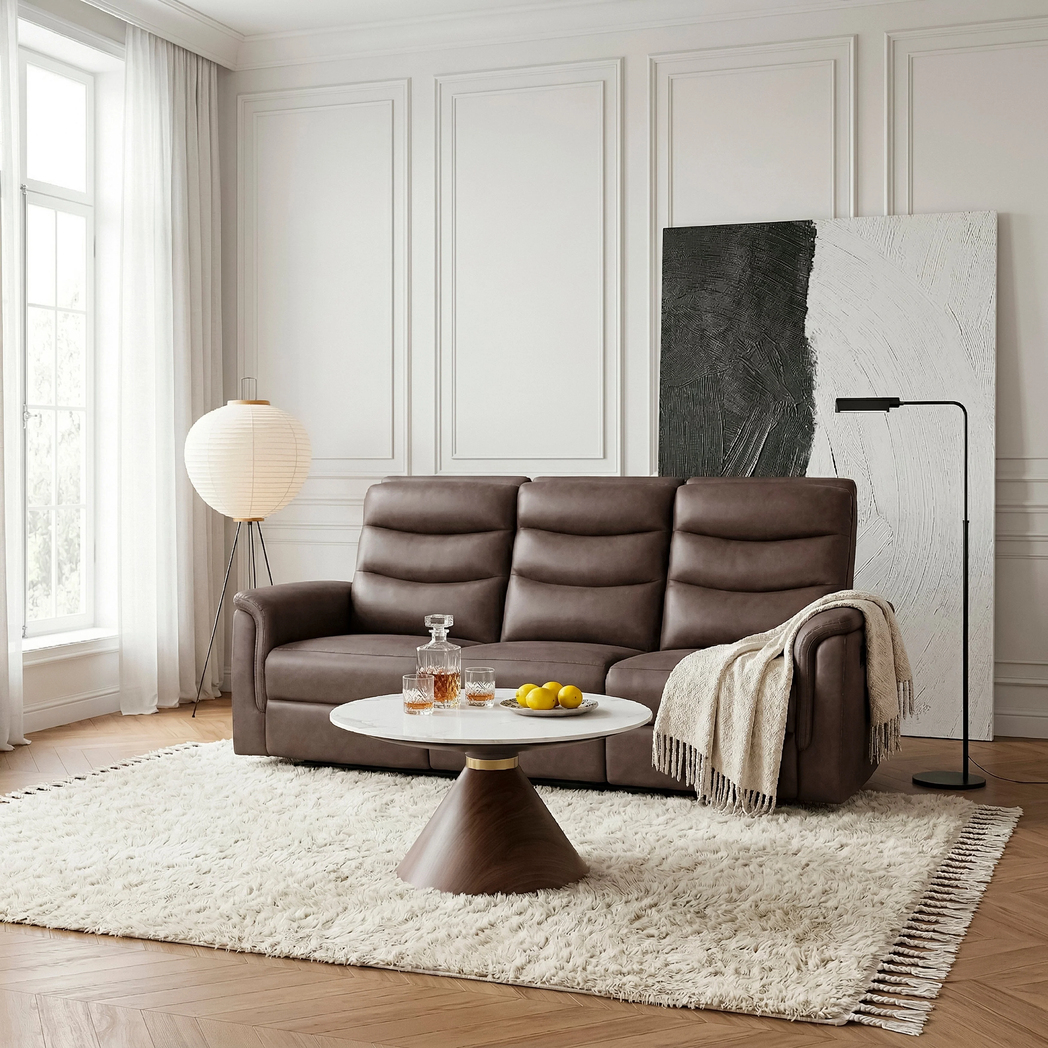 Metric Brown Double Reclining Sofa with Drop-down Cup Holders - Image 13
