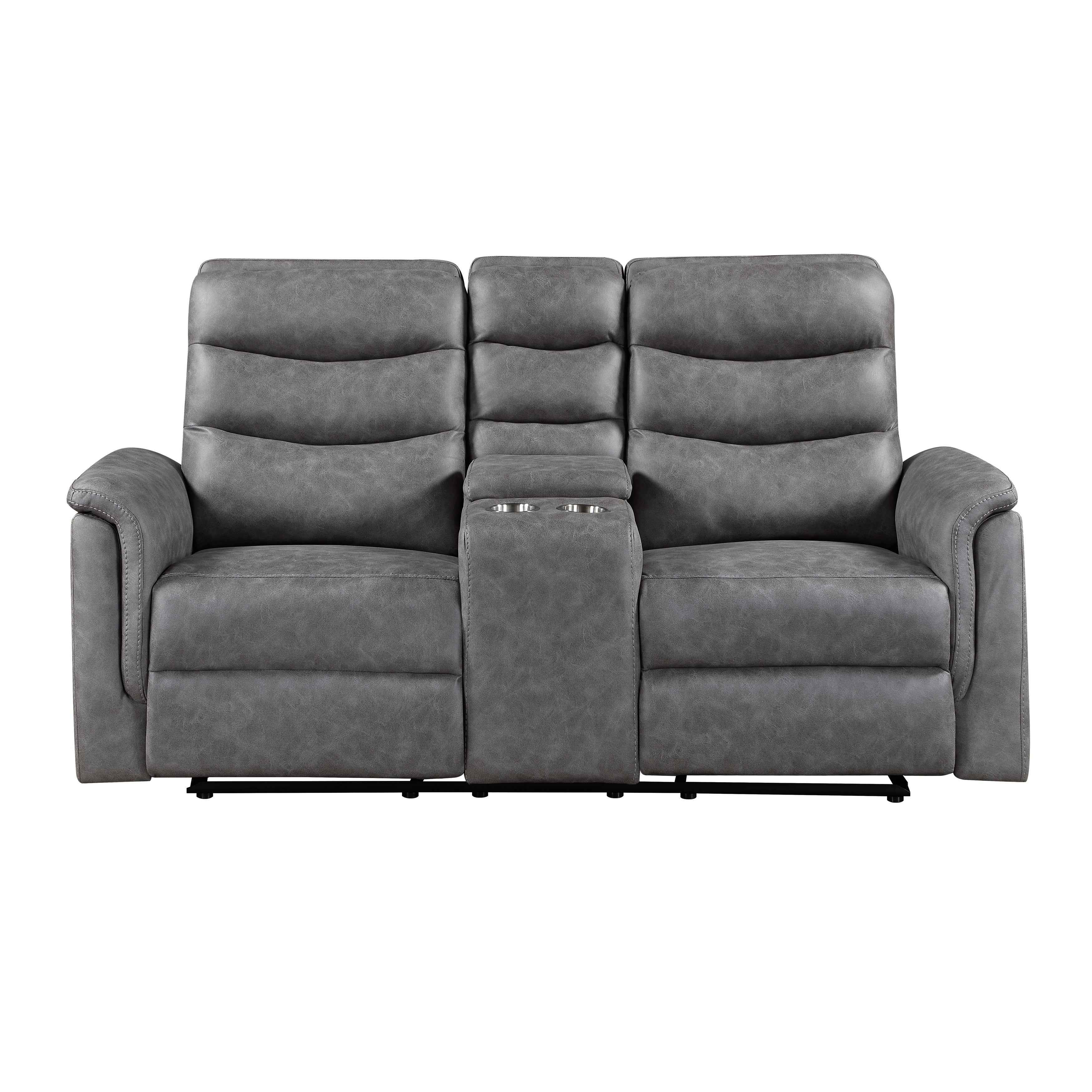 Metric Gray Double Glider Reclining Loveseat with Center Console