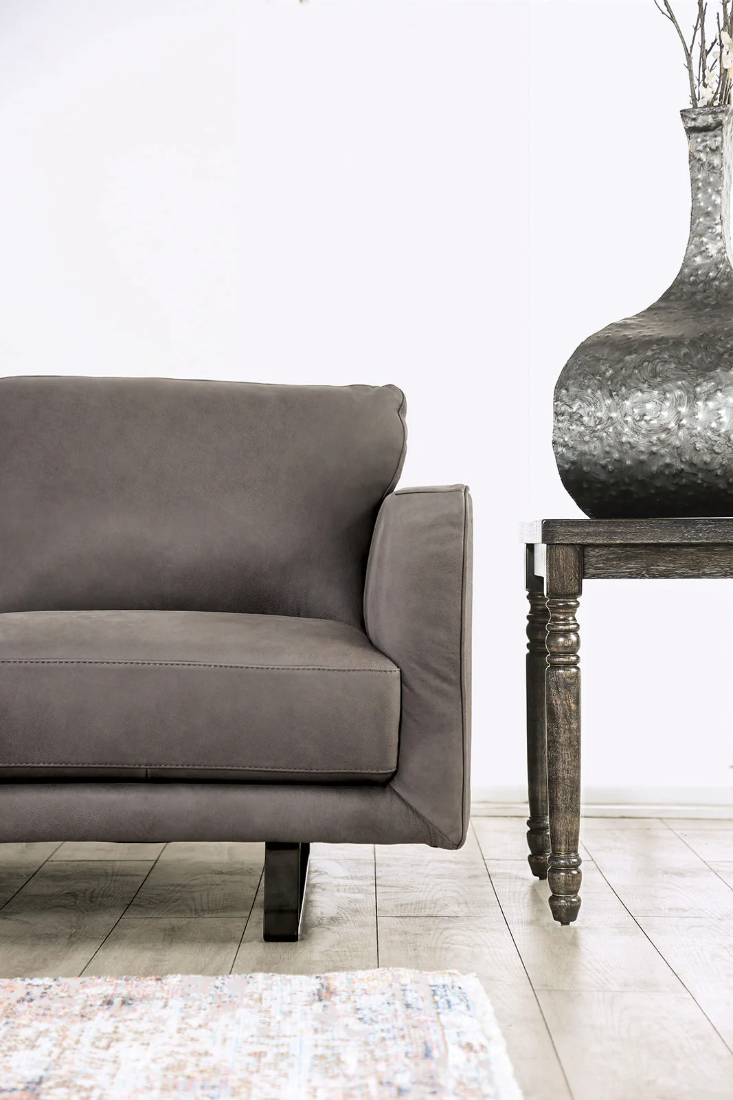 Mezzanotte Gray Real Italian Leather Living Room Set - Image 5