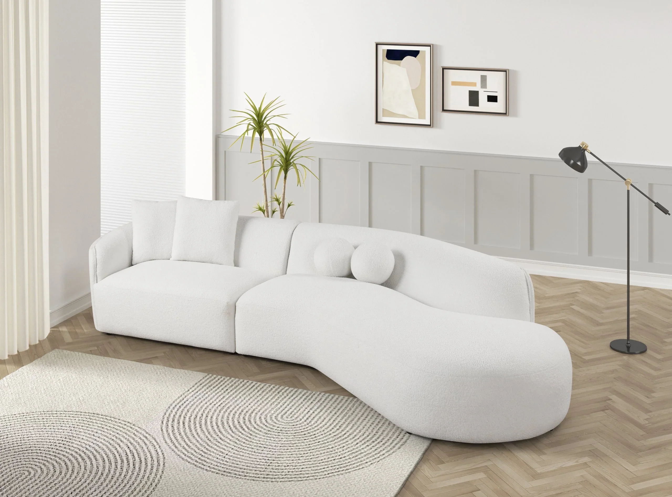Mia Beige Fabric Sectional - Image 3