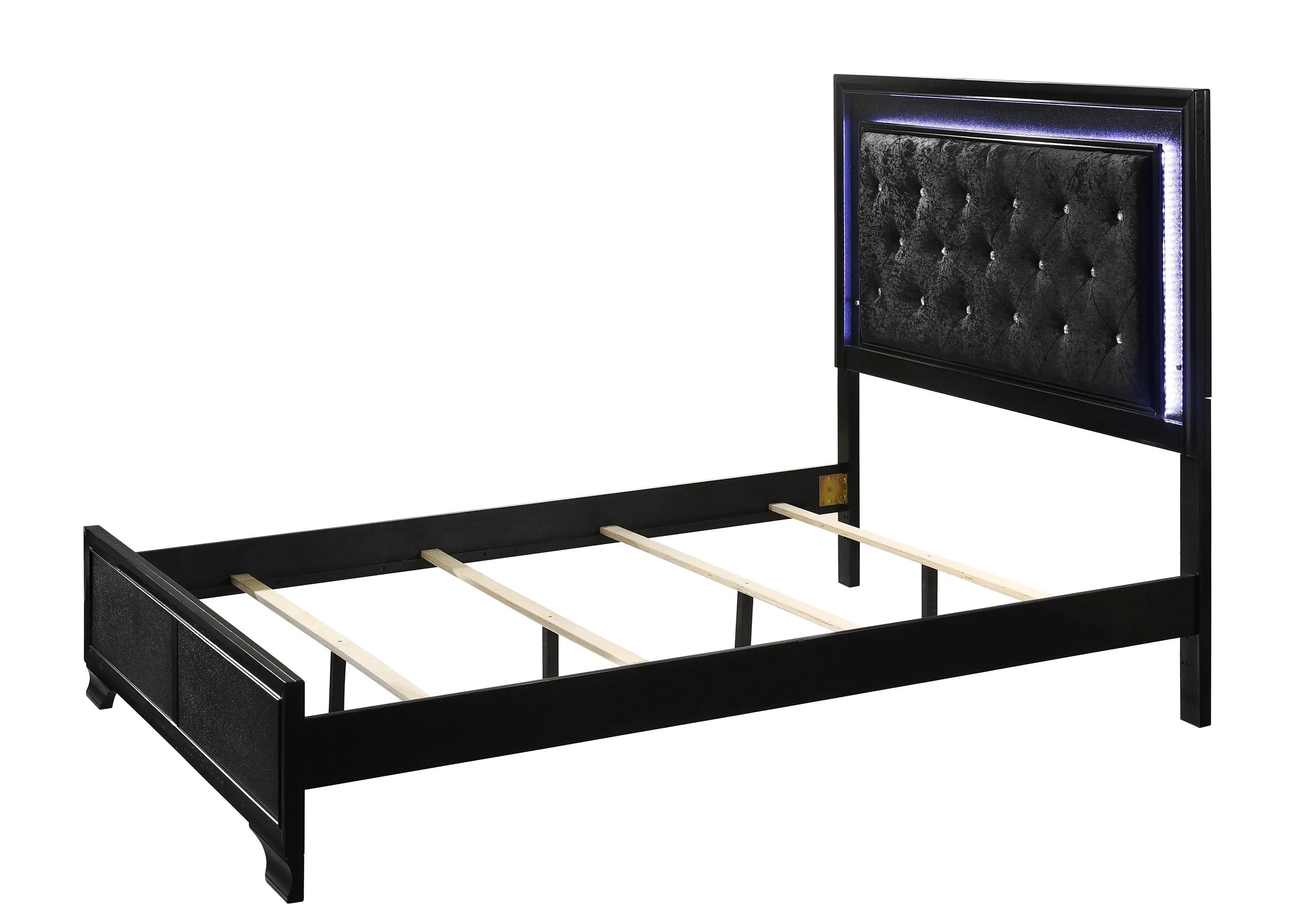Micah Black Full LED Upholstered Panel Bed - Image 3