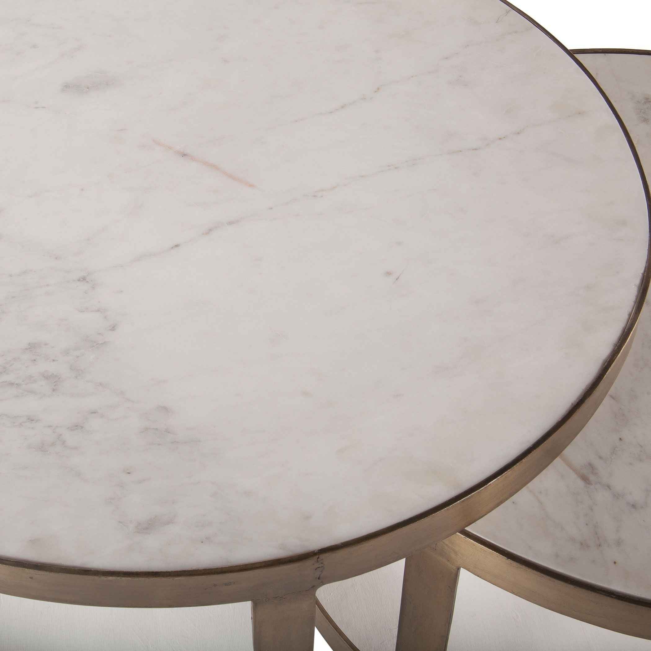 Michaelangelo 36" Nesting Coffee Table with White Marble - Image 4