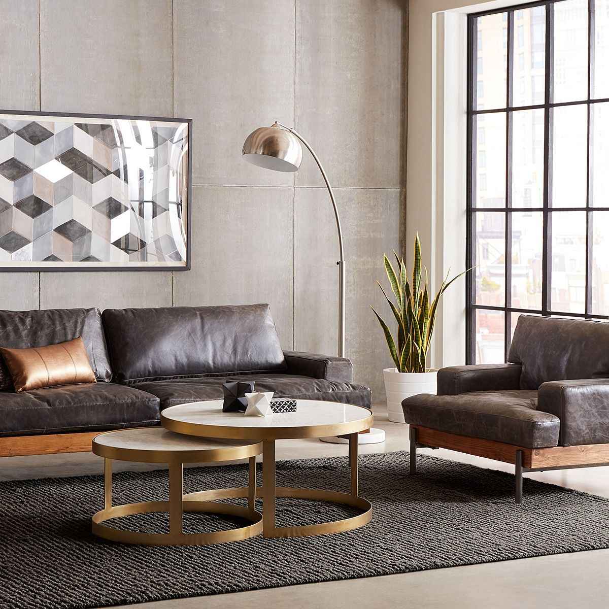 Michaelangelo 36" Nesting Coffee Table with White Marble - Image 5
