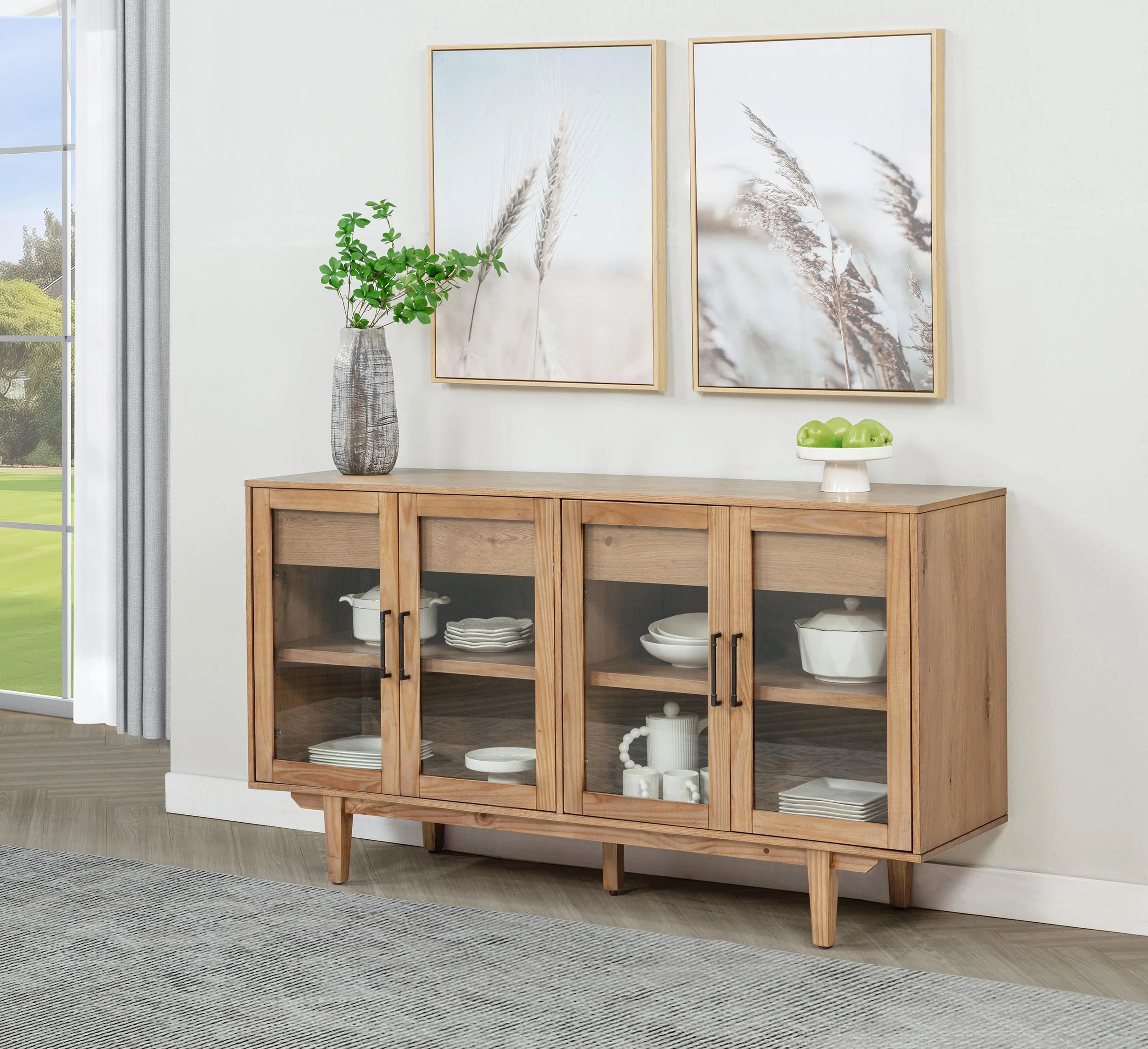 Middleton Natural 4-Door Sideboard with Dual Drawers