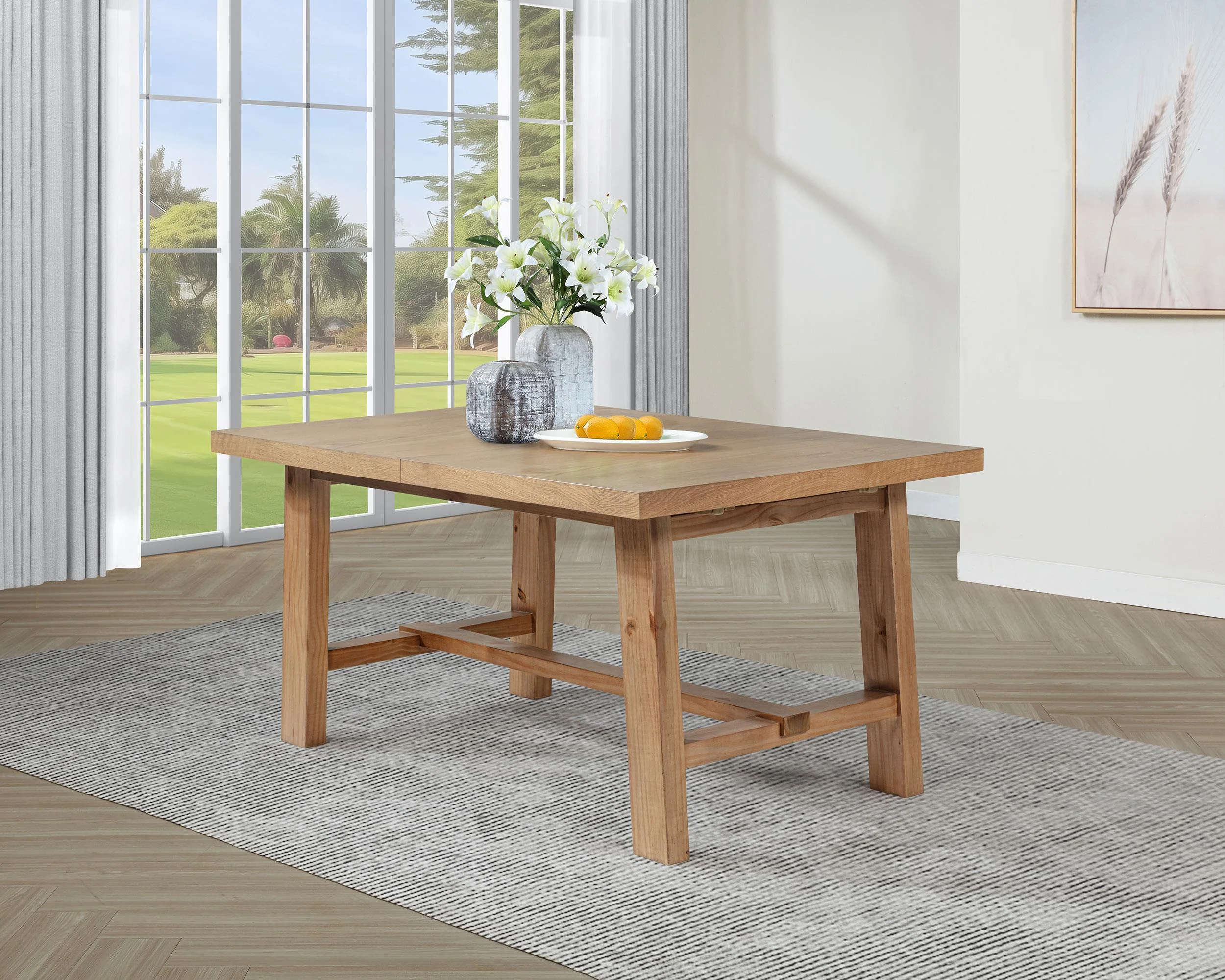 Middleton Natural Brown Dining Table with 76-inch Extension Leaf - Image 2